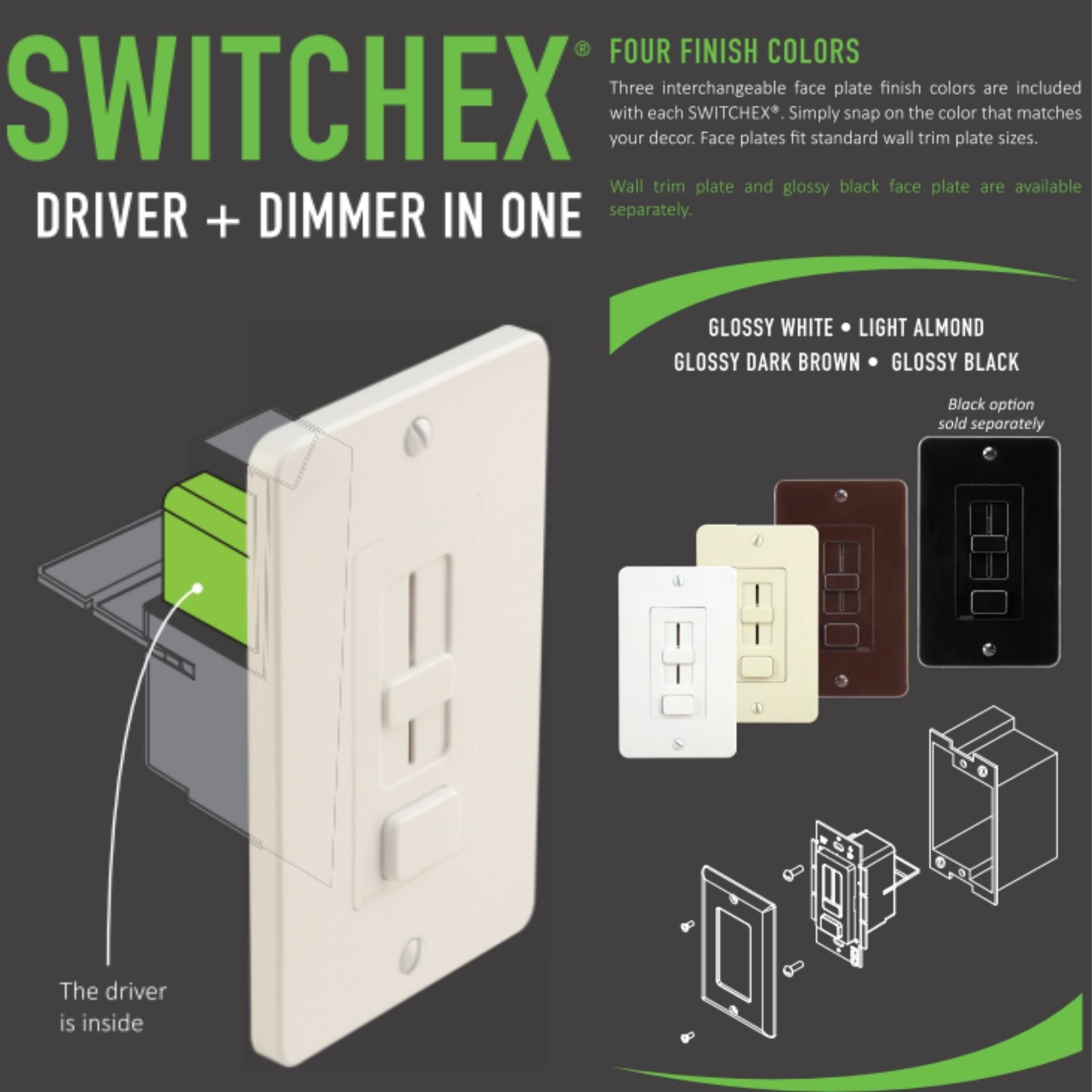 SWITCHEX 60 Watts, 24VDC LED Driver and Dimmer Switch - Bees Lighting