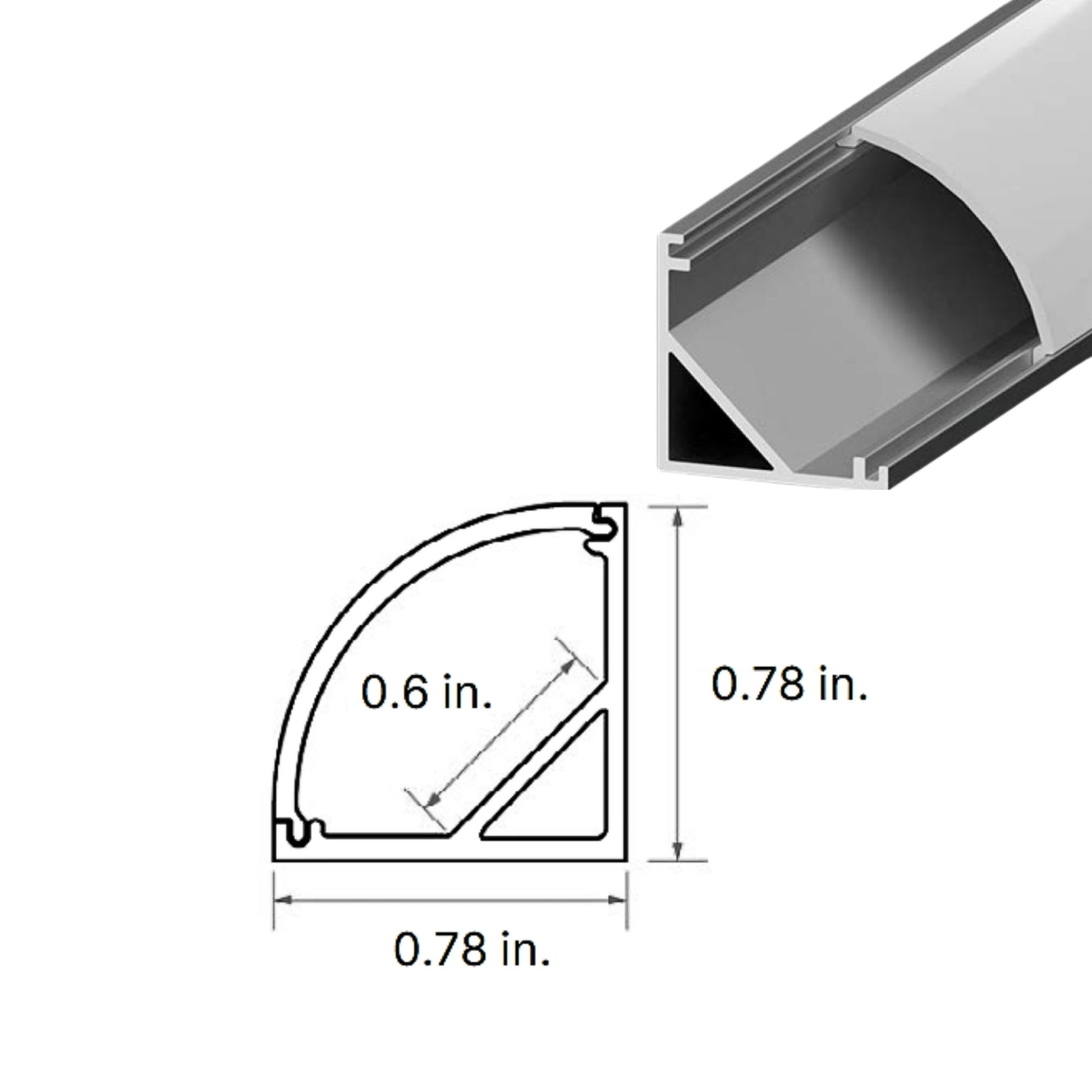 S45 48" Rounded Corner Aluminum Channel, Frosted Lens - Bees Lighting