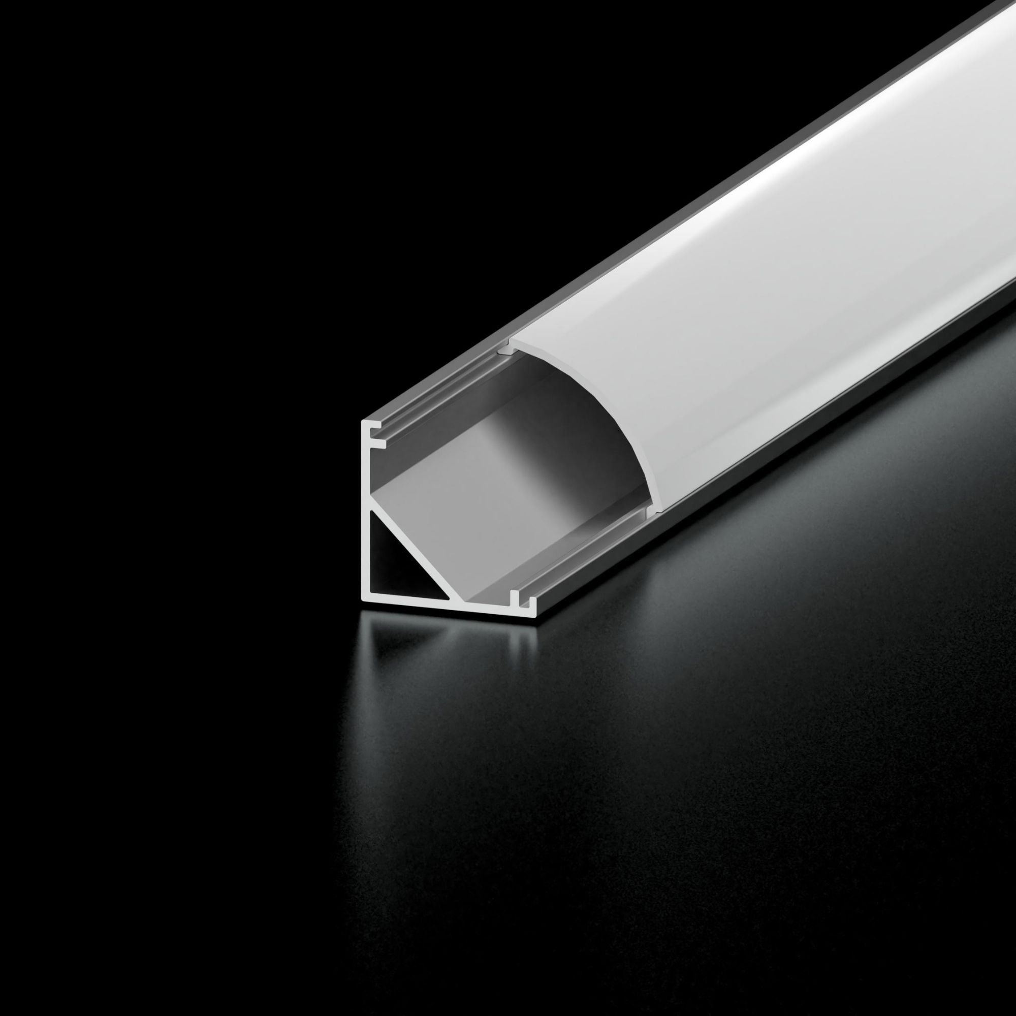 S45 48" Rounded Corner Aluminum Channel, Frosted Lens - Bees Lighting
