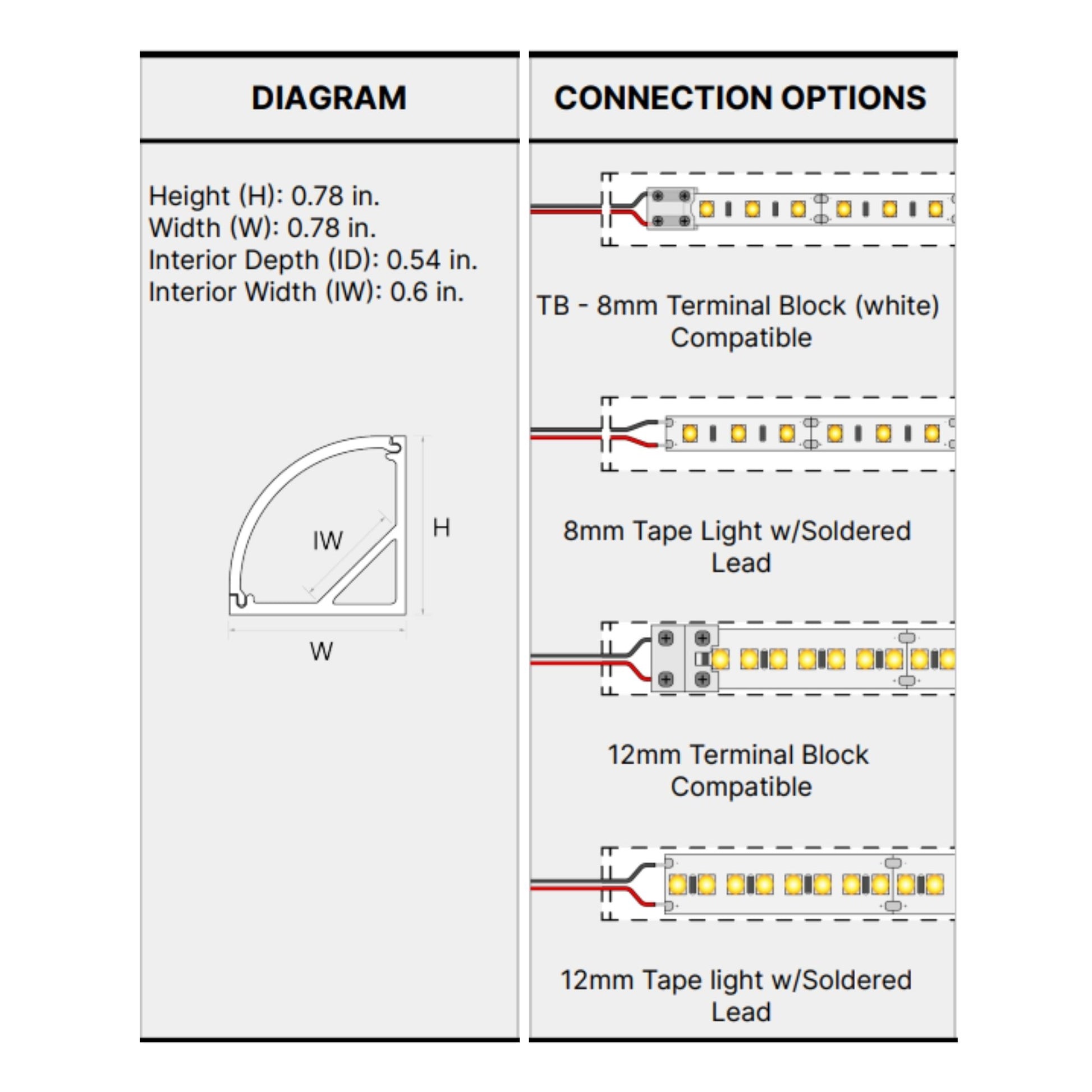 S45 48" Rounded Corner Aluminum Channel, Frosted Lens - Bees Lighting