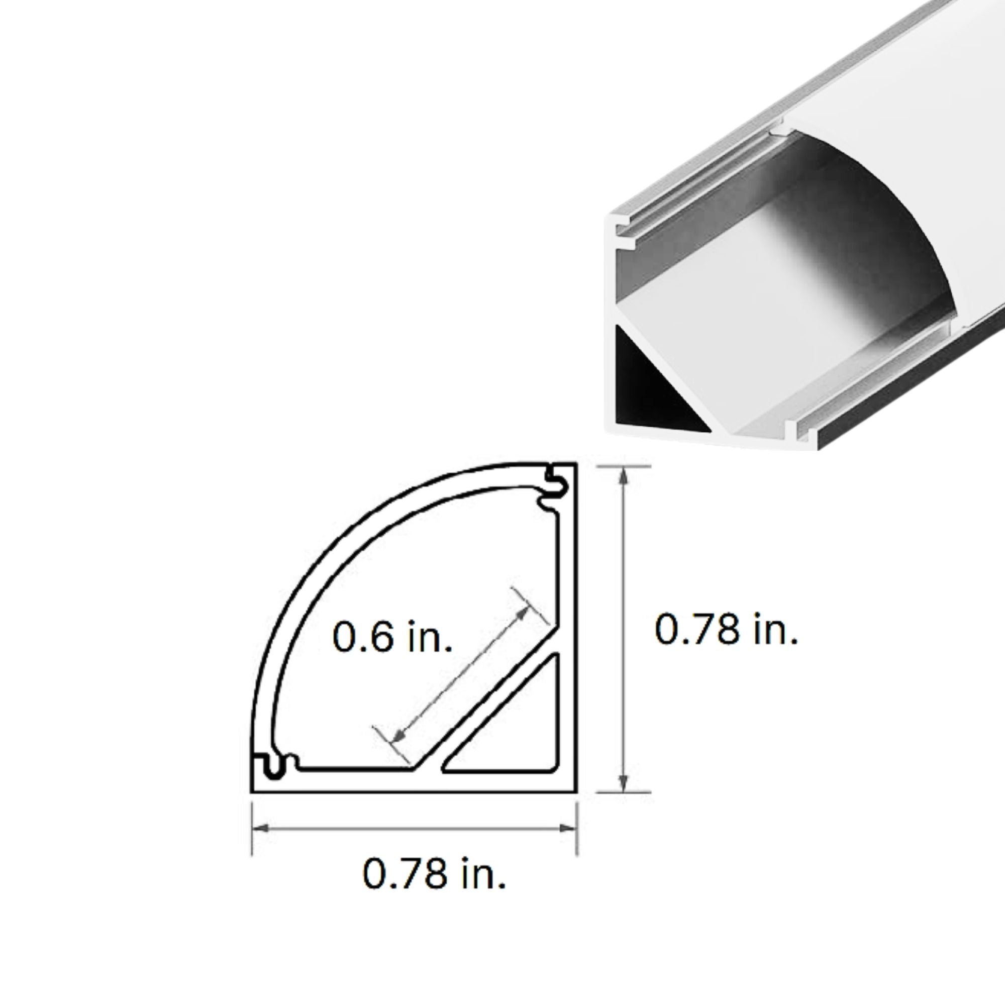Diode LED DI-CHB-S45-96W-10 S45-Series 96 in. Rounded Corner White Channel with Frosted Lens, Pack of 10