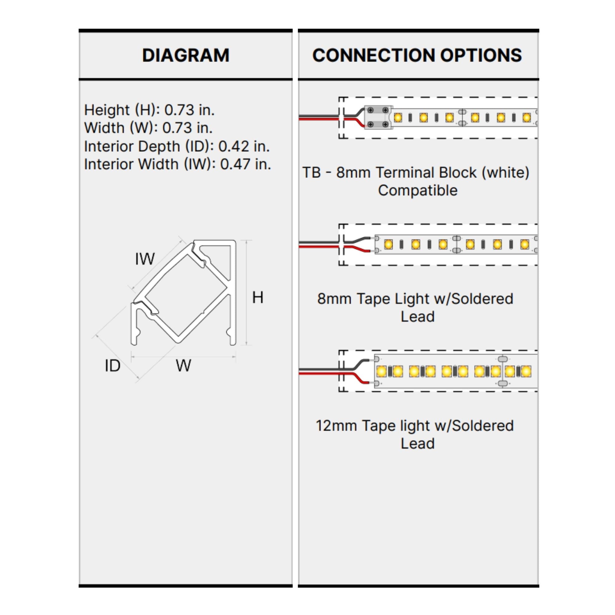 48" 45 Degree DECO Aluminum Channel - Bees Lighting