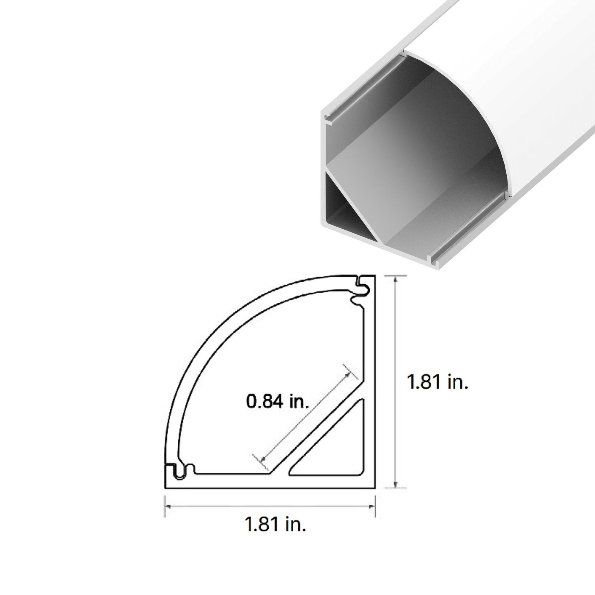 48" 20mm Rounded Corner Aluminum Channel - Bees Lighting