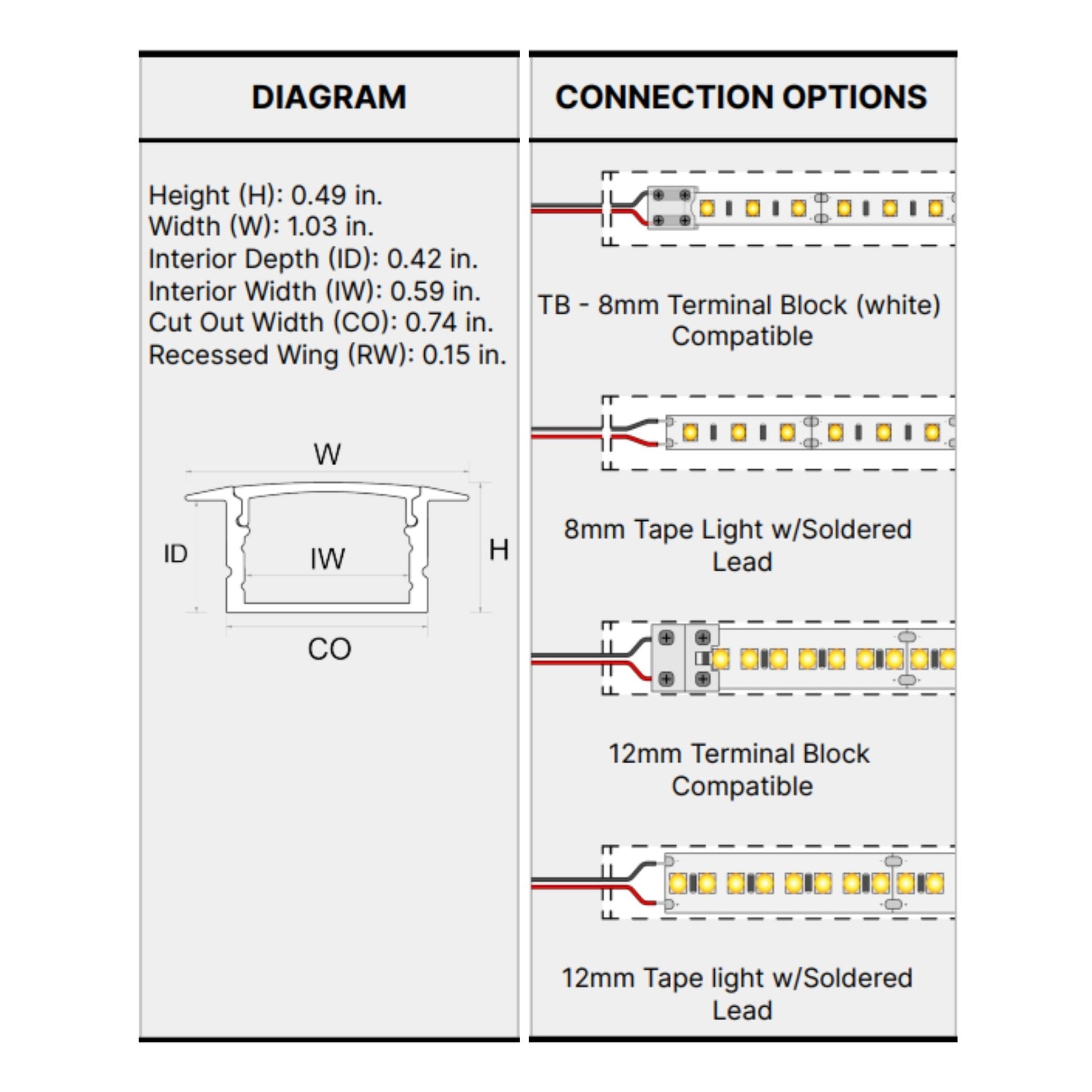 48" Recessed Aluminum Channel - Bees Lighting
