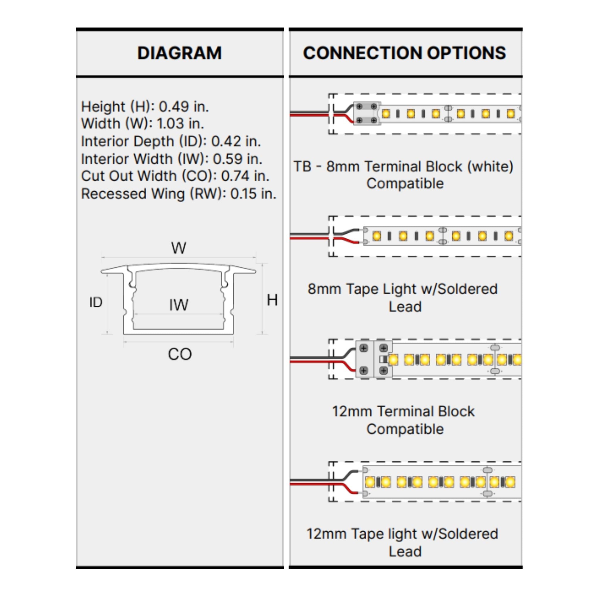 48" Recessed Aluminum Channel - Bees Lighting