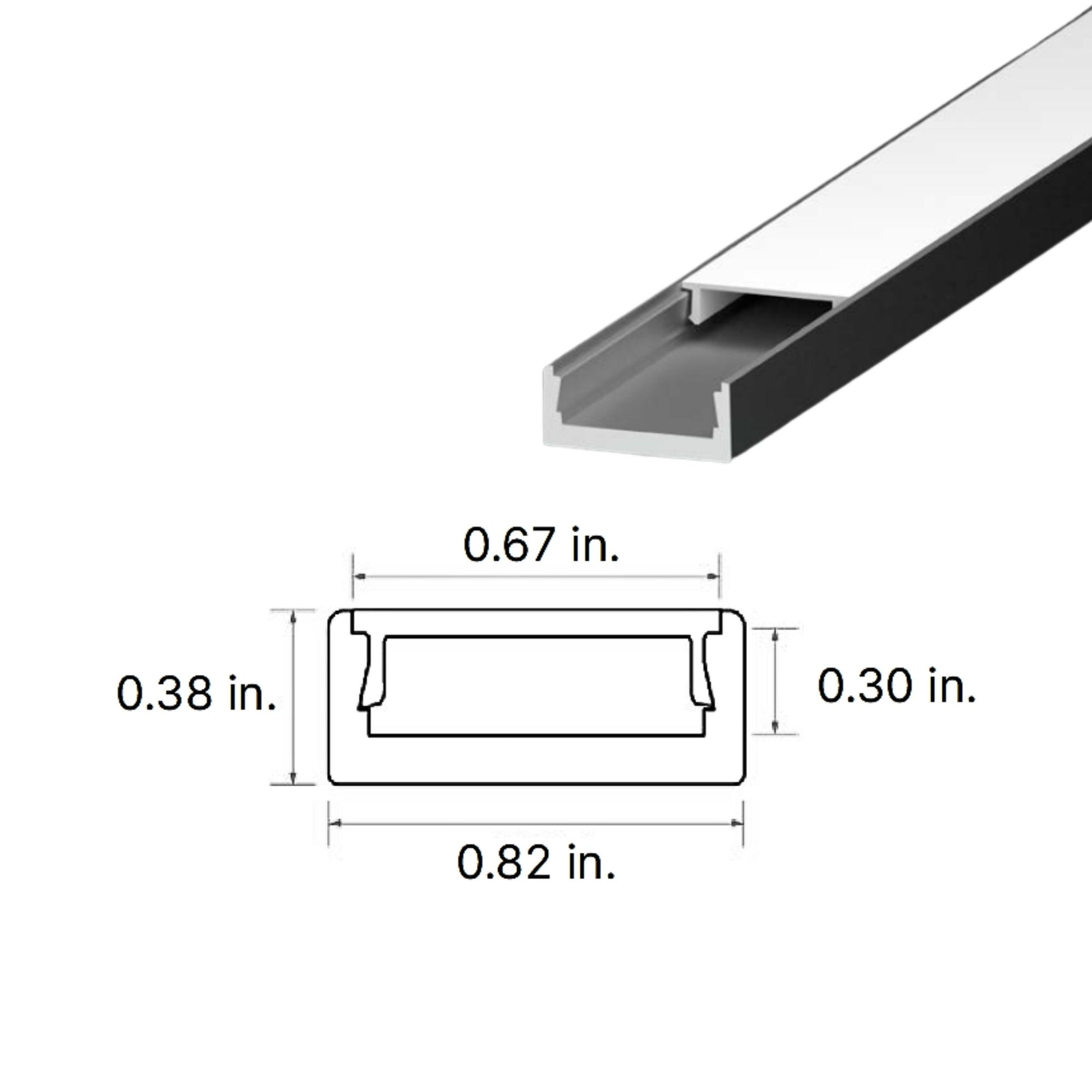 48" Slim Channel with Premium Diffusion Lens, Black - Bees Lighting