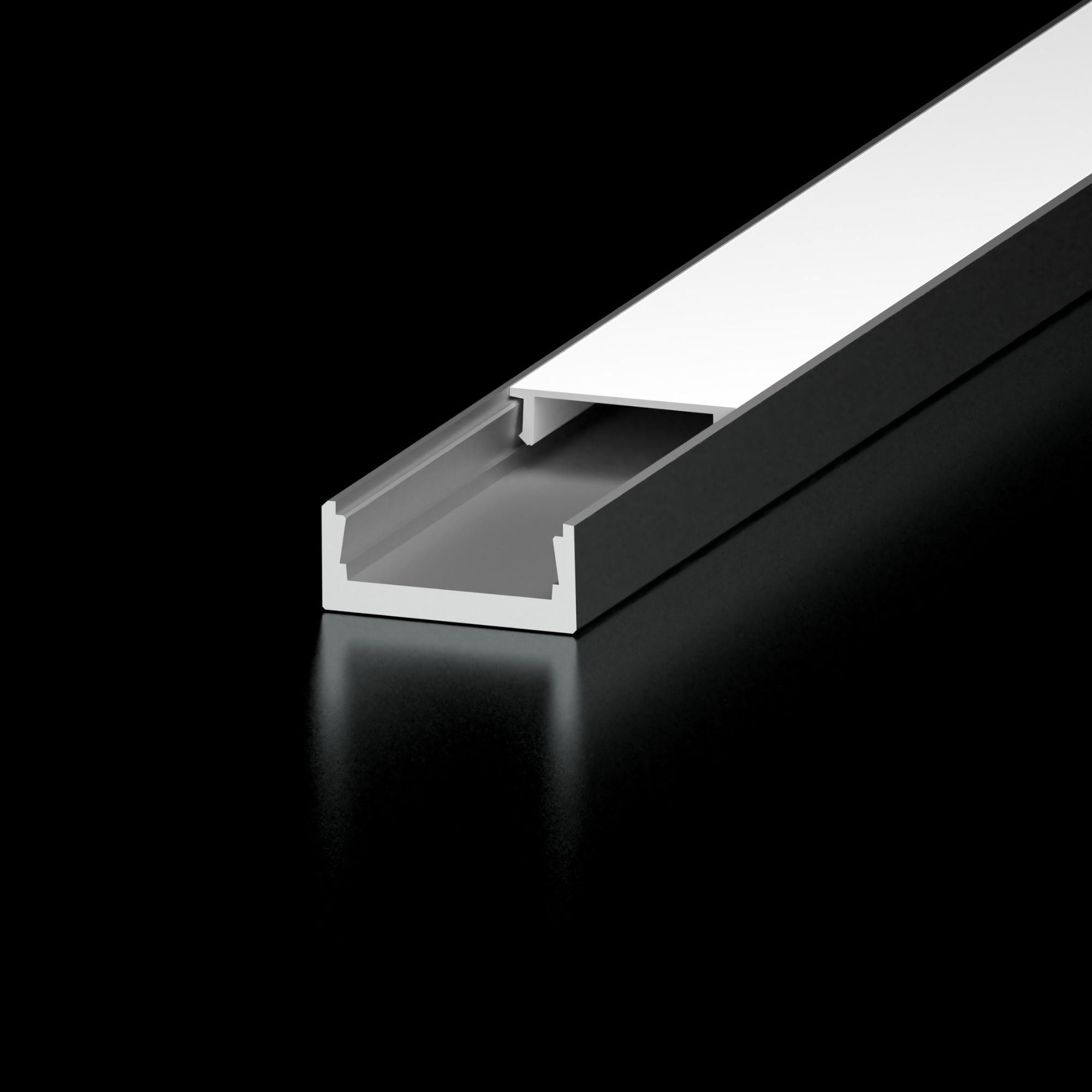 48" Slim Channel with Premium Diffusion Lens, Black - Bees Lighting