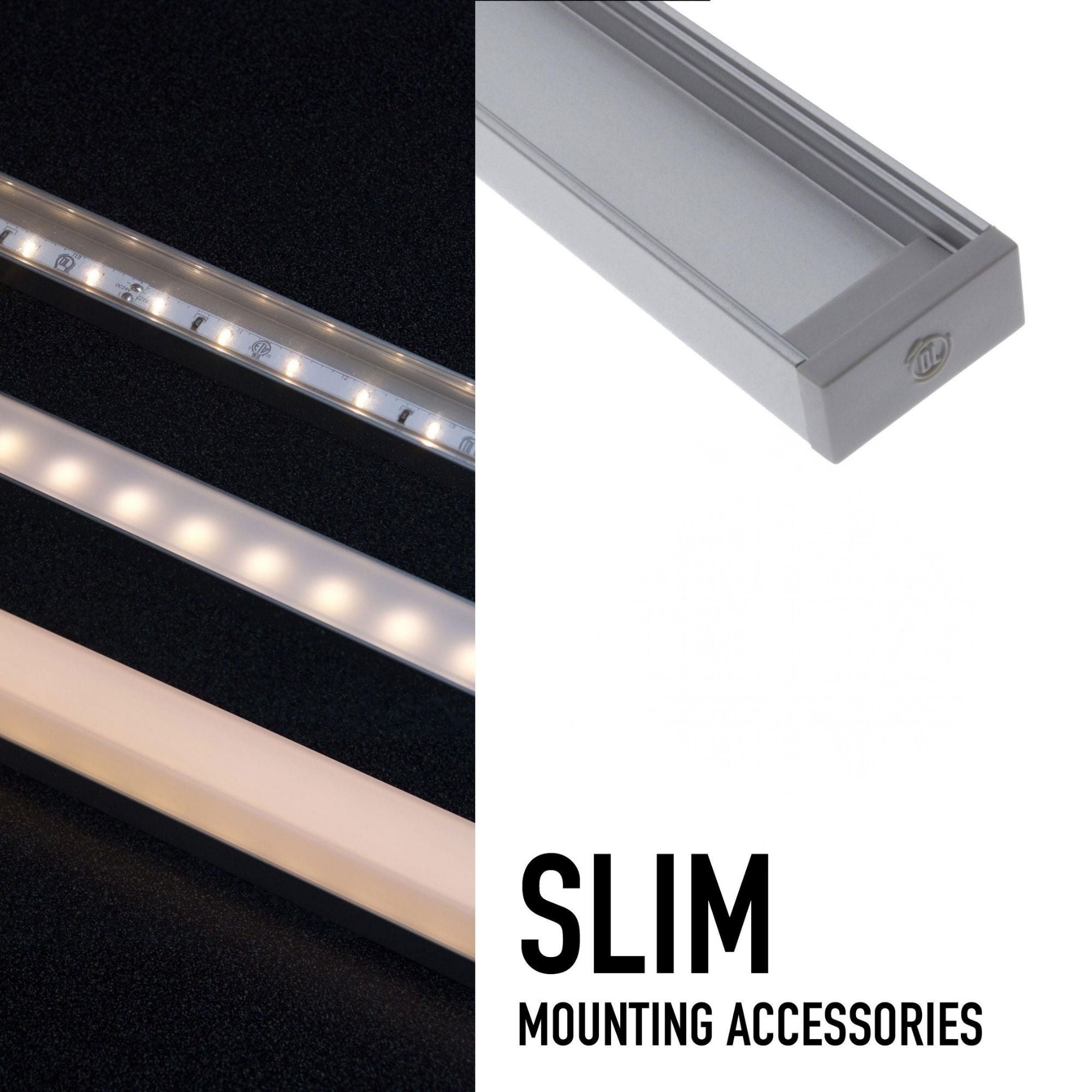 48" Slim Channel with Premium Diffusion Lens, Black - Bees Lighting