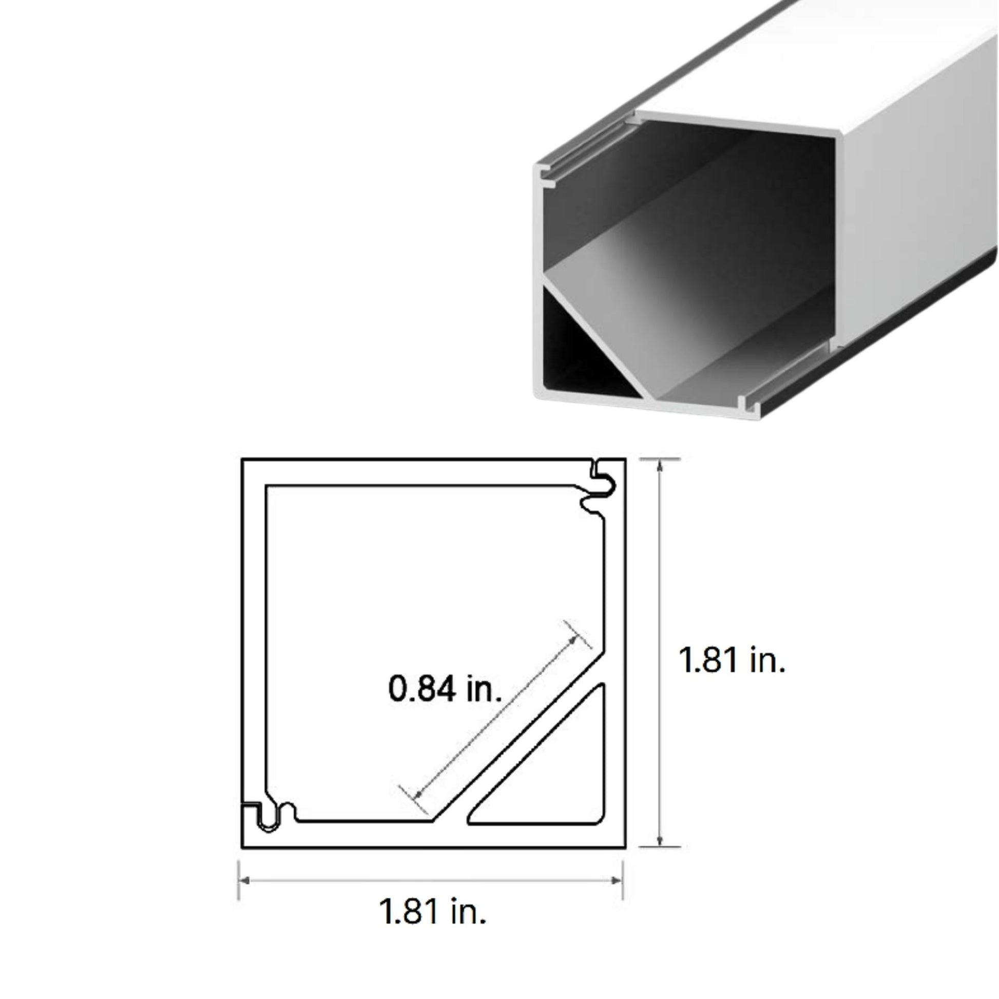 48" 20mm Square Corner Channel - Bees Lighting