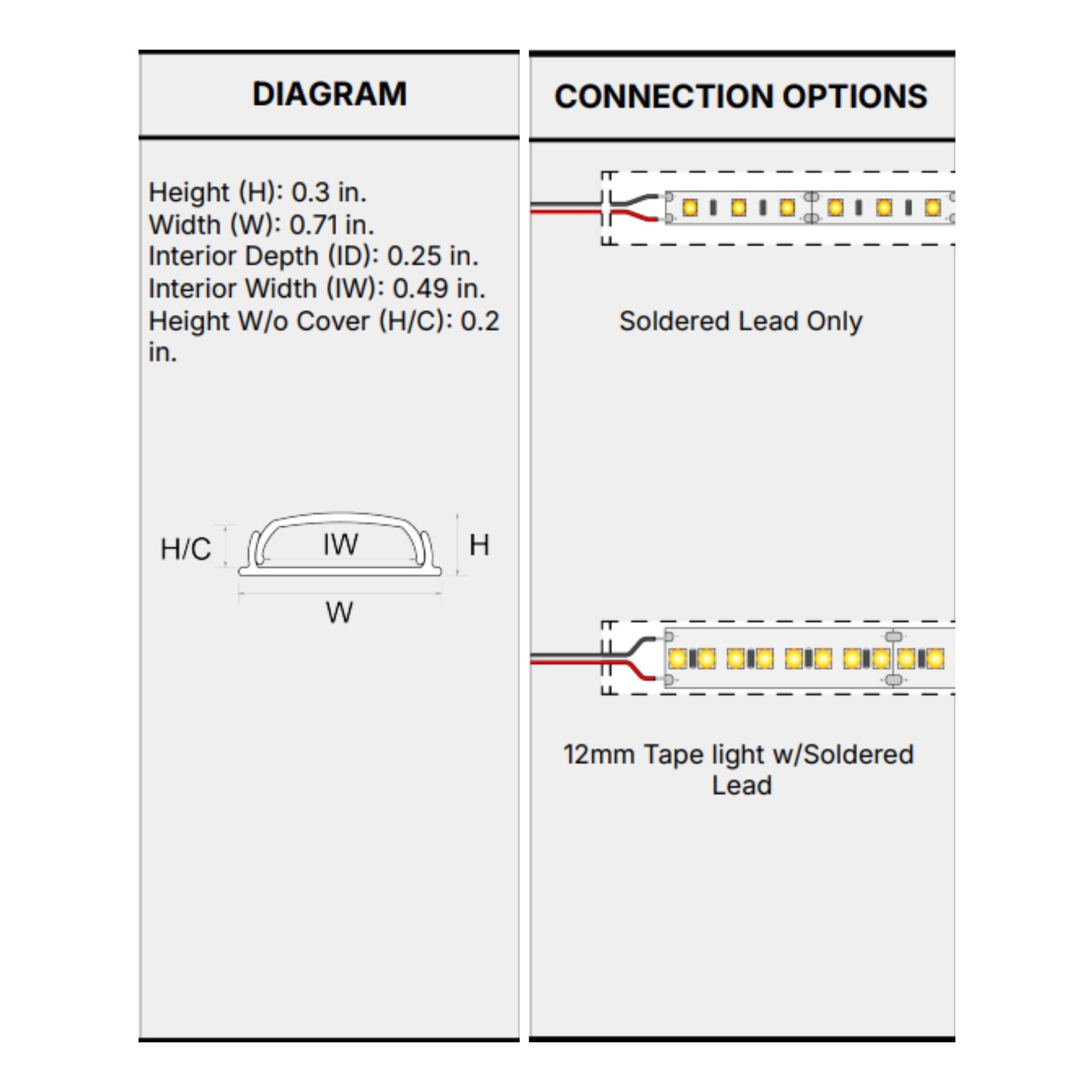 48" Waveform Channel, Flexible profile for curved surfaces - Bees Lighting
