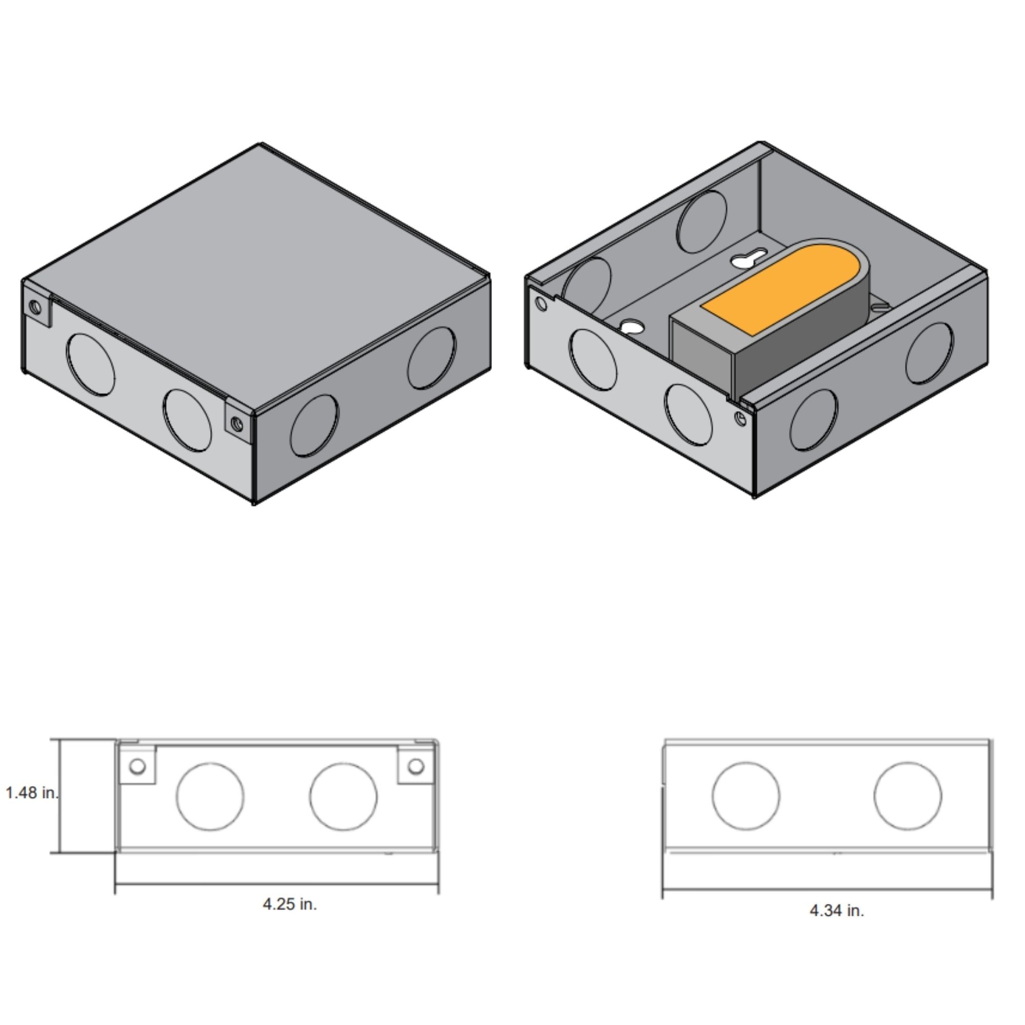 MikroDIM 60 Watts 12VDC LED Driver and LO-PRO Junction Box, ELV Dimming - Bees Lighting