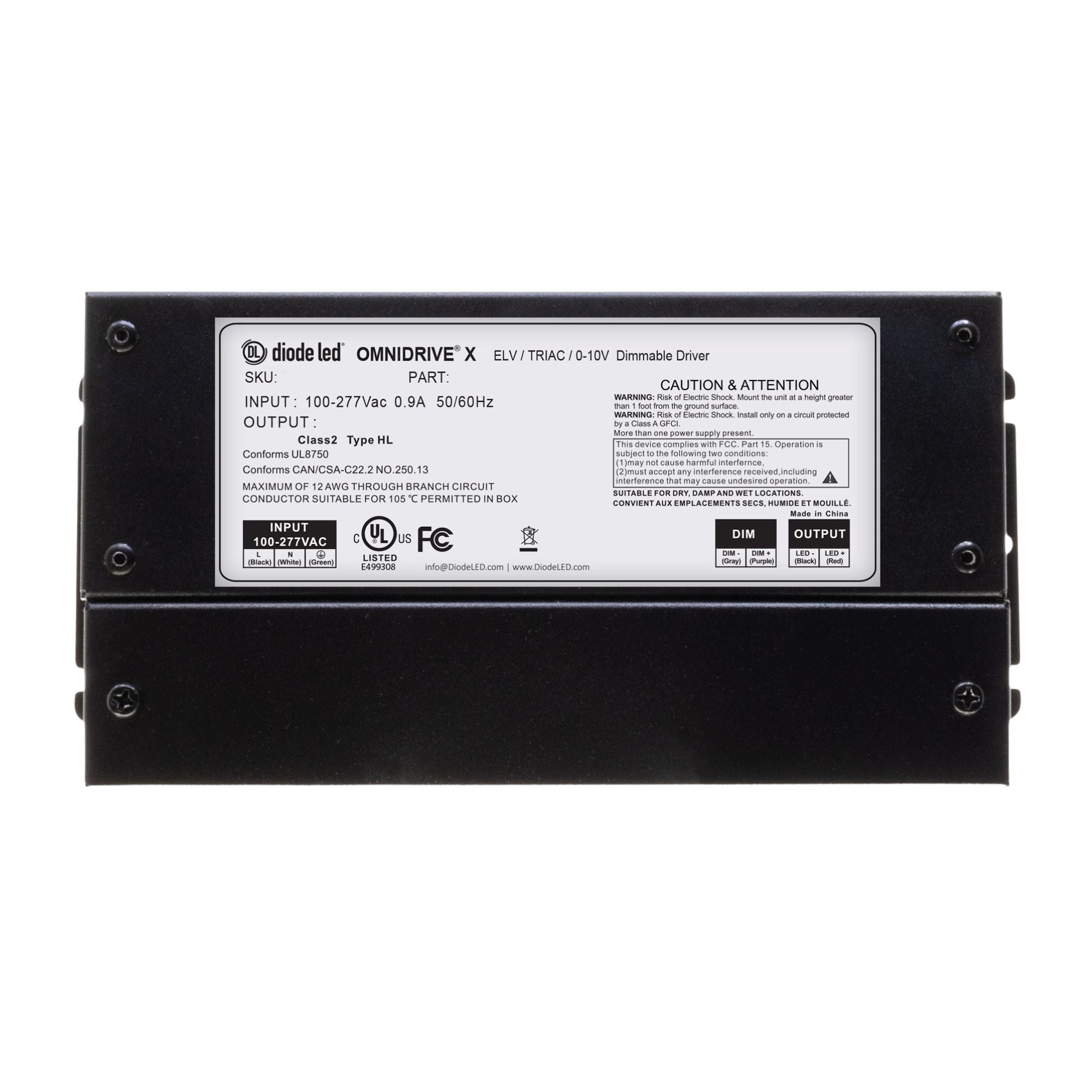 OMNIDRIVE X 100 Watts, 12VDC LED Dimmable Driver with Junction Box, 120-277V - Bees Lighting