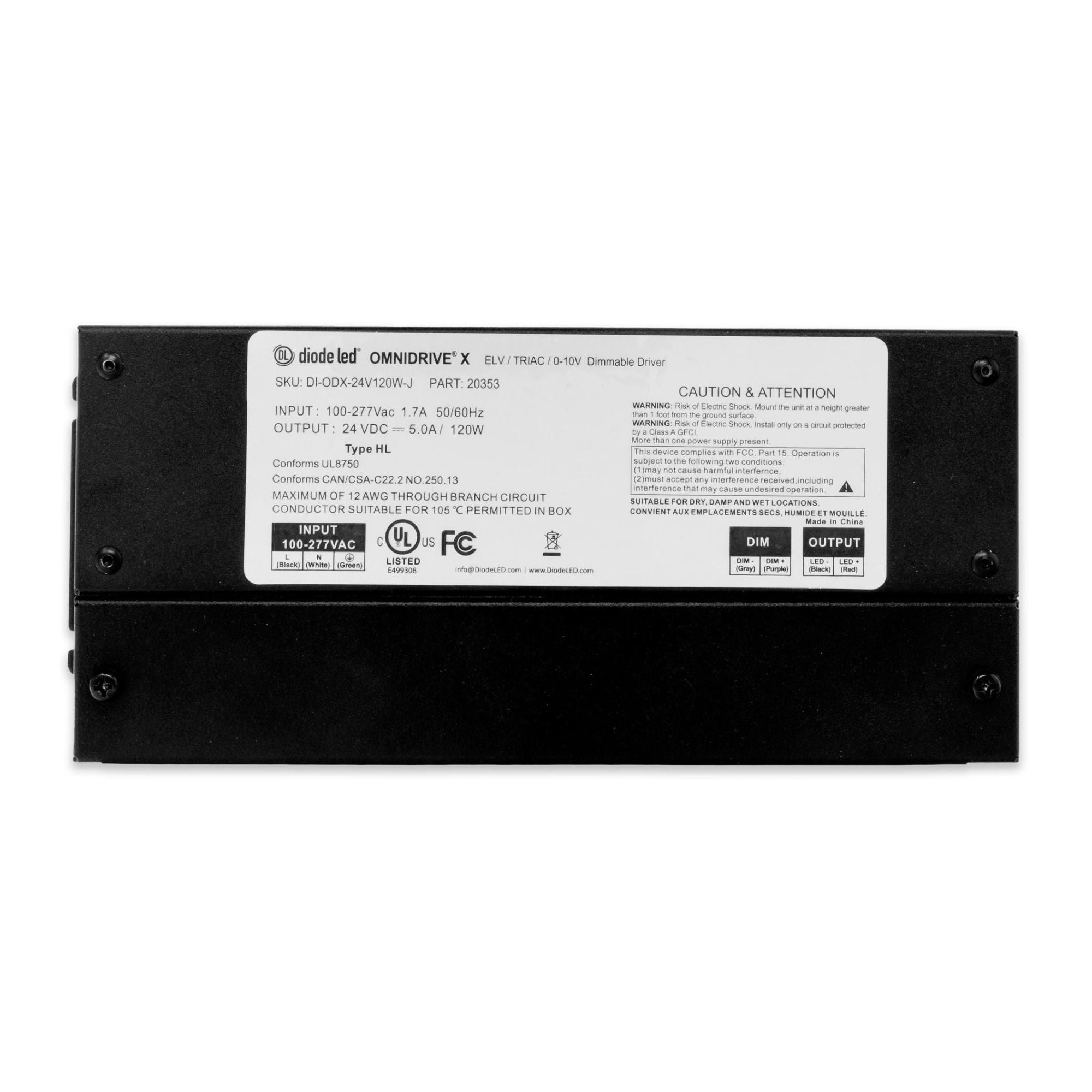 OMNIDRIVE X Dimmable Driver, 12VDC, 24VDC, ELV, Triac, and 0-10V Dimming - Bees Lighting