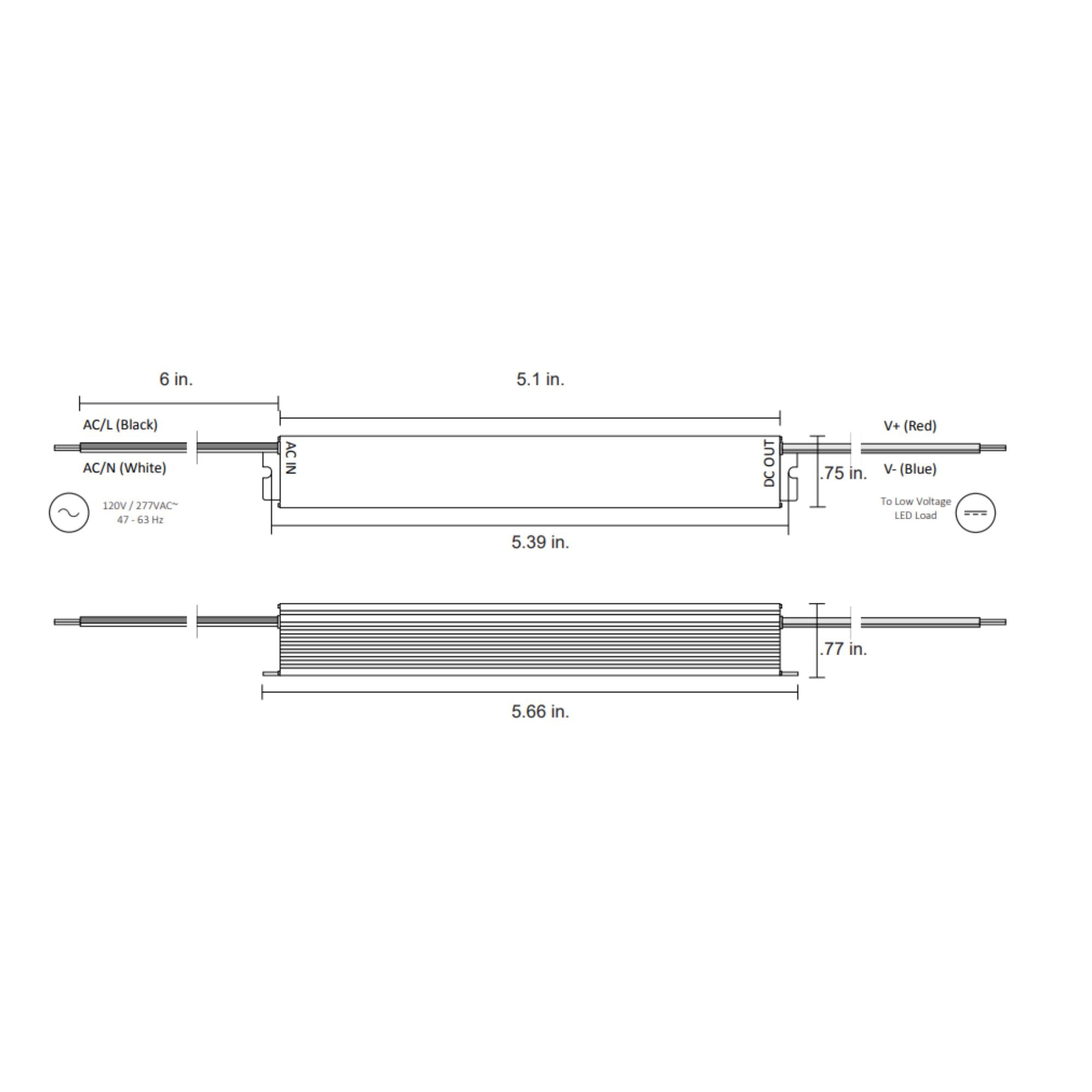 VLM 60 Watts, 24VDC LED Driver, PWM Dimming, 120-277V - Bees Lighting