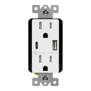 61501-1A1C5-W 15A Duplex Outlet with 5A USB-C/A Ports, Tamper-Resistant, White