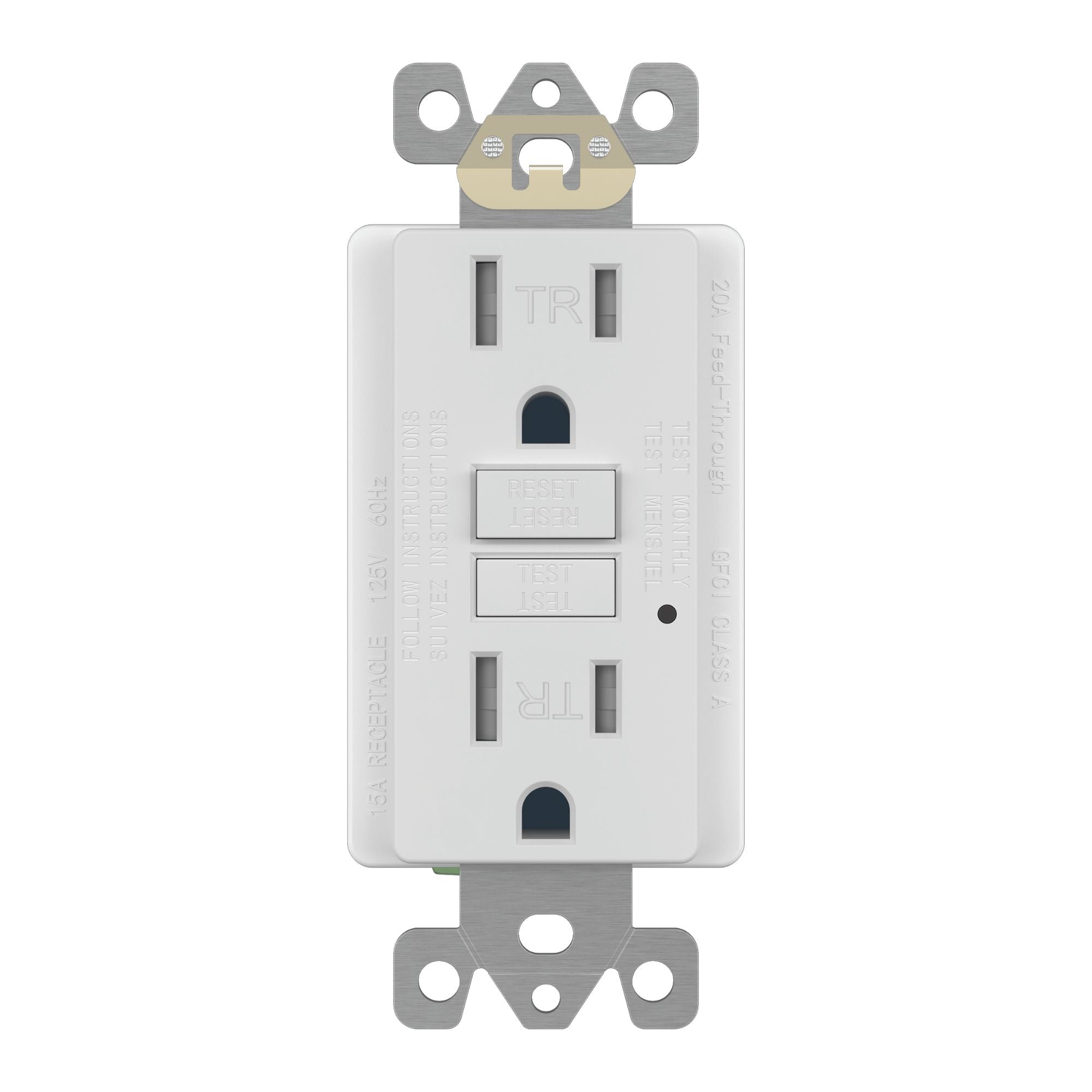Enerlites GFTRG15-W 15A GFCI Tamper-Resistant Outlet, Self Testing, Self Grounding with LED Indicator Light