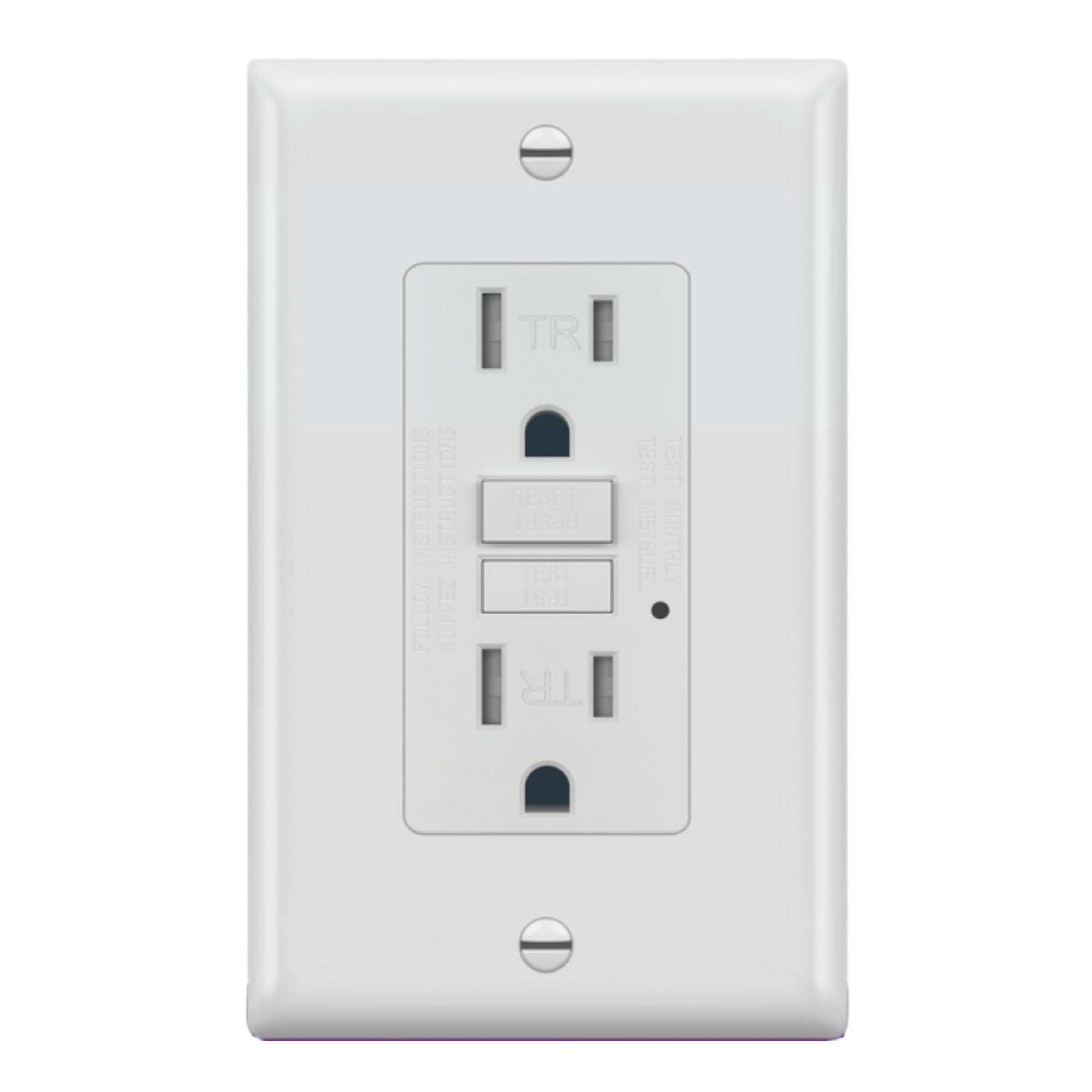 Enerlites GFTRG15-W 15A GFCI Tamper-Resistant Outlet, Self Testing, Self Grounding with LED Indicator Light