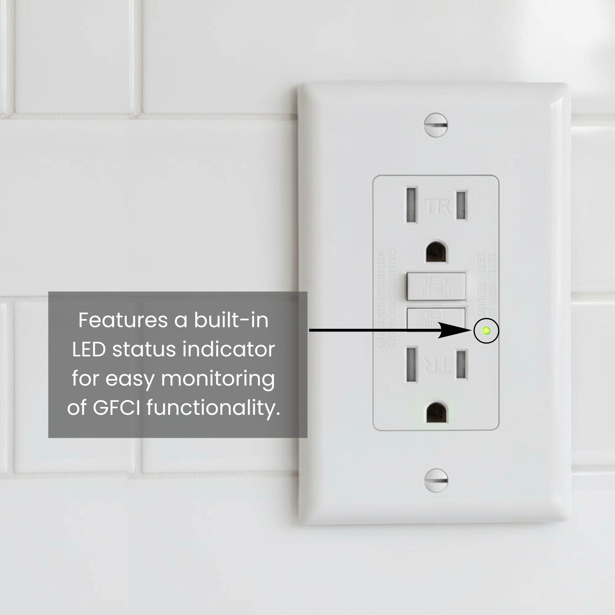 Enerlites GFTRG15-W 15A GFCI Tamper-Resistant Outlet, Self Testing, Self Grounding with LED Indicator Light