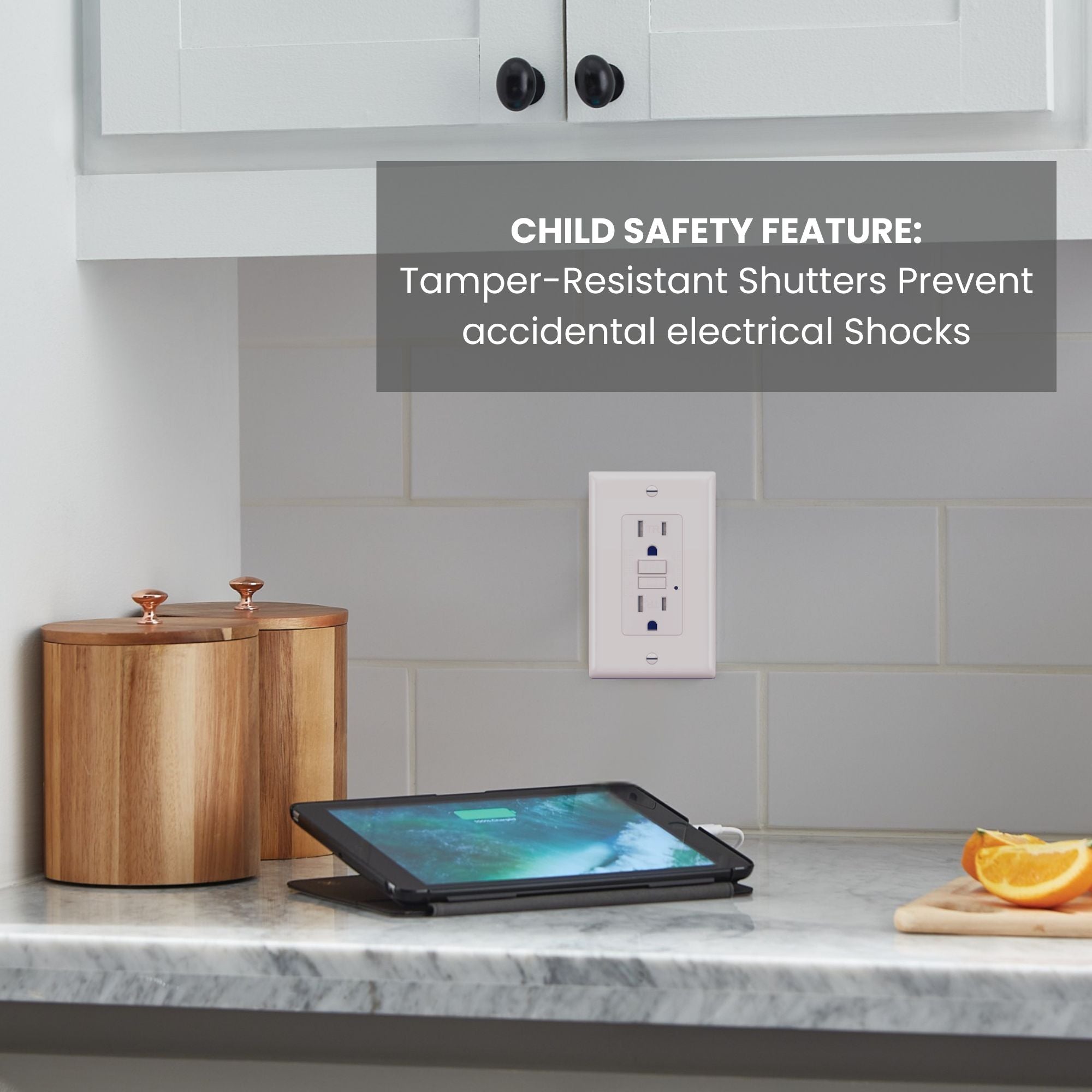 Enerlites GFTRG15-W 15A GFCI Tamper-Resistant Outlet, Self Testing, Self Grounding with LED Indicator Light