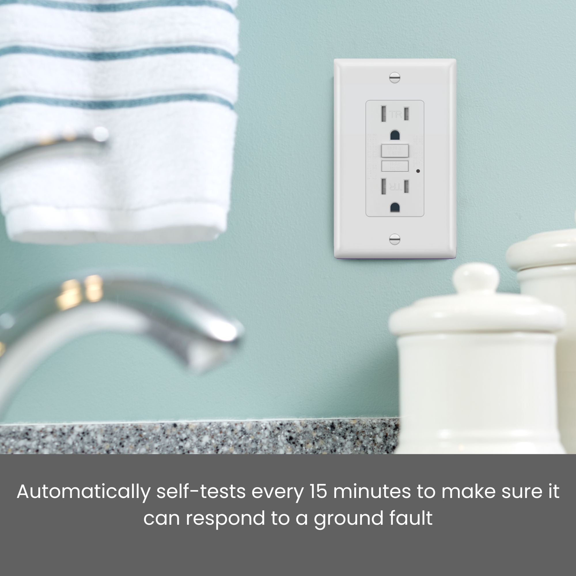 Enerlites GFTRG15-W 15A GFCI Tamper-Resistant Outlet, Self Testing, Self Grounding with LED Indicator Light