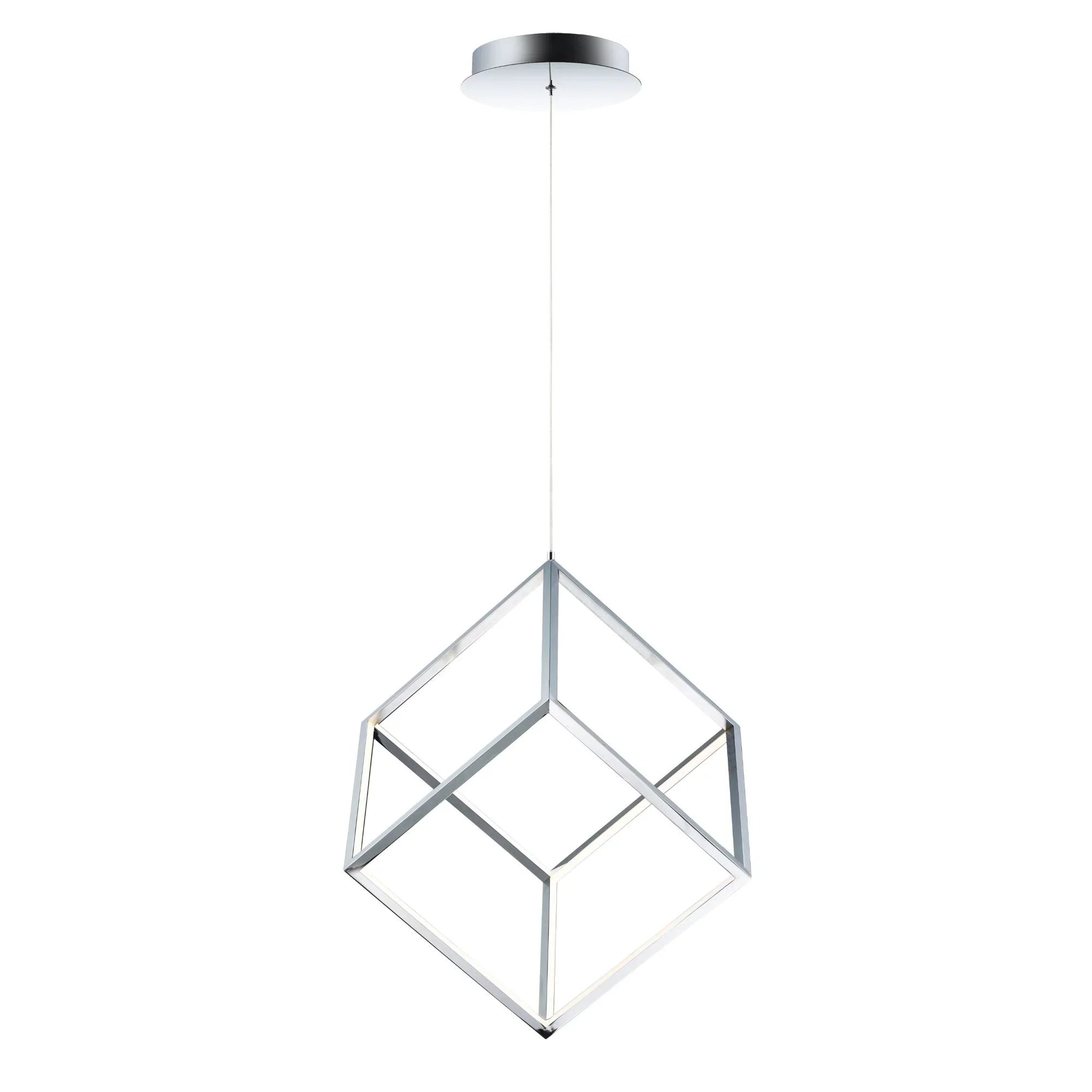 4 Square 21" LED Pendant, Polished Chrome Finish