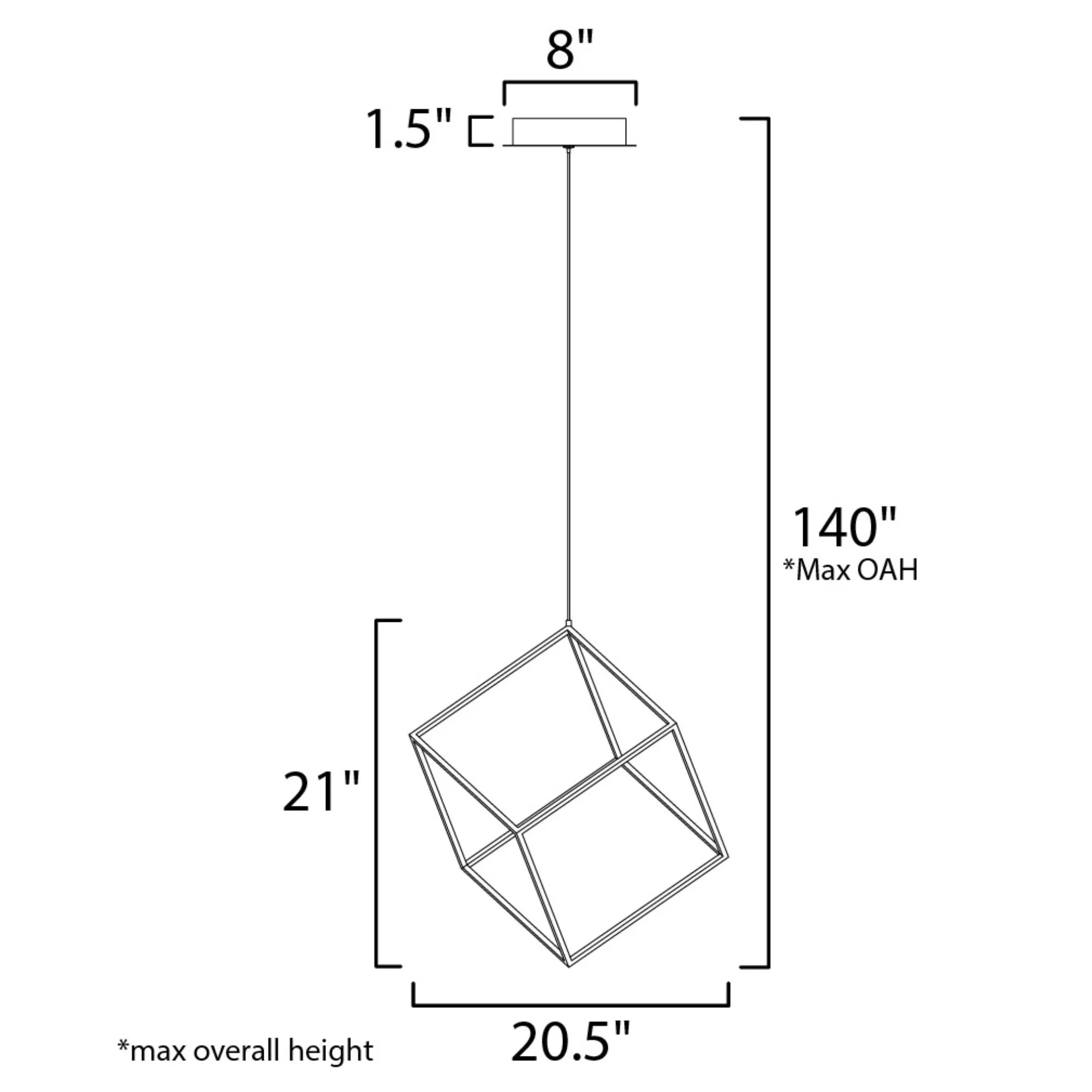 4 Square 21" LED Pendant, Polished Chrome Finish