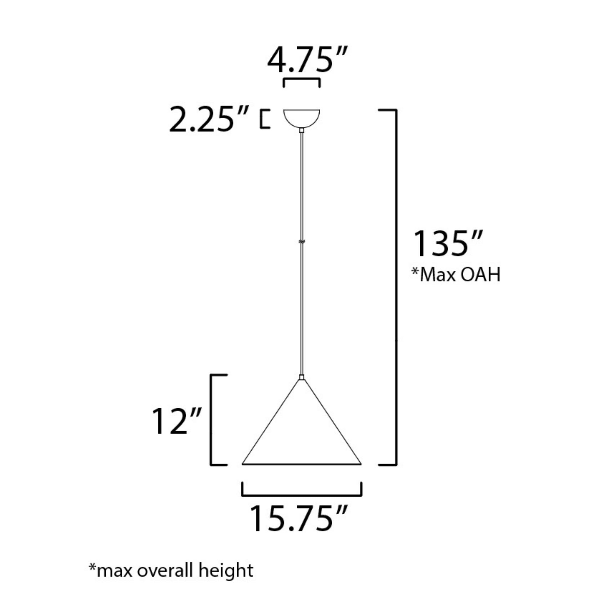 Abyss 16" Cone LED Pendant, Black Finish