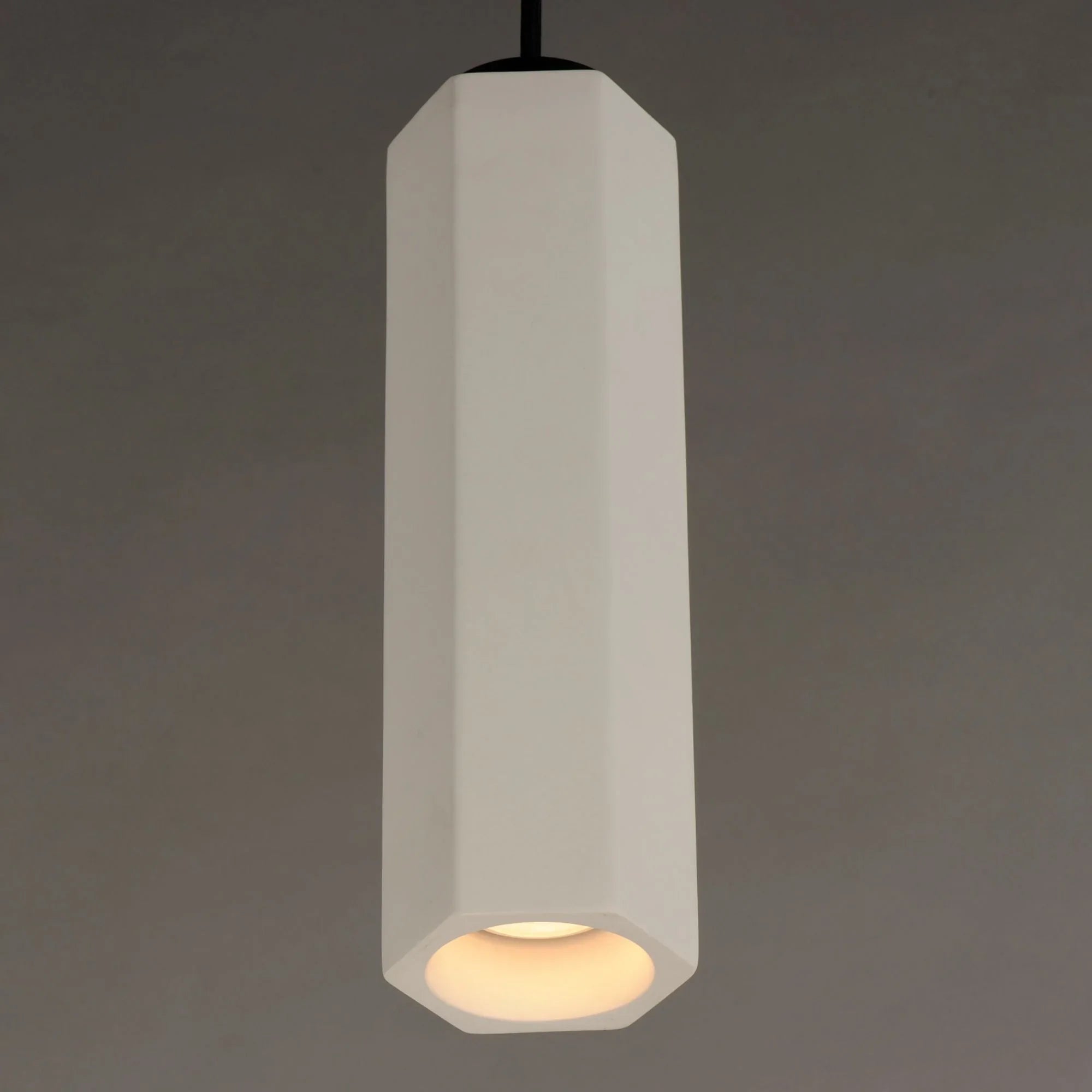Allen 4" Mini LED Plaster Pendant, White & Black Finish