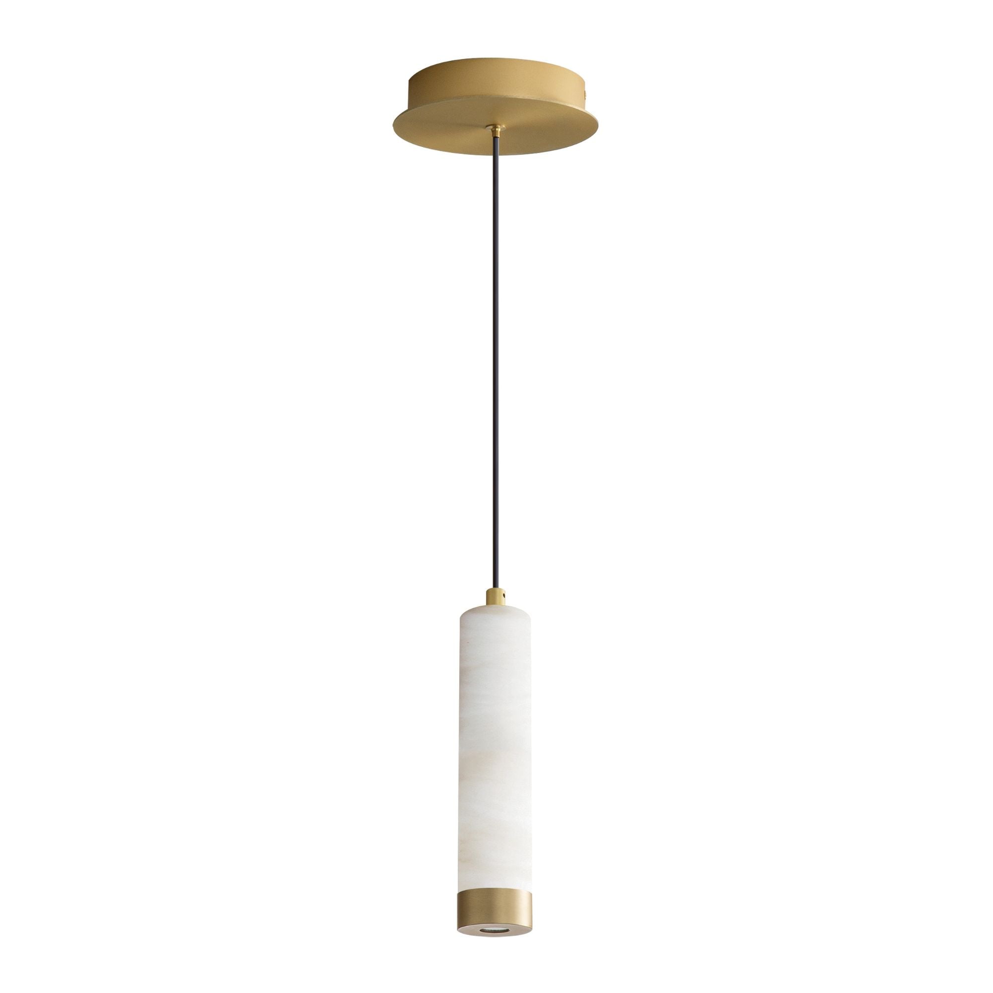 Aragon 10" LED Pendant, White Alabaster & Gold Finish
