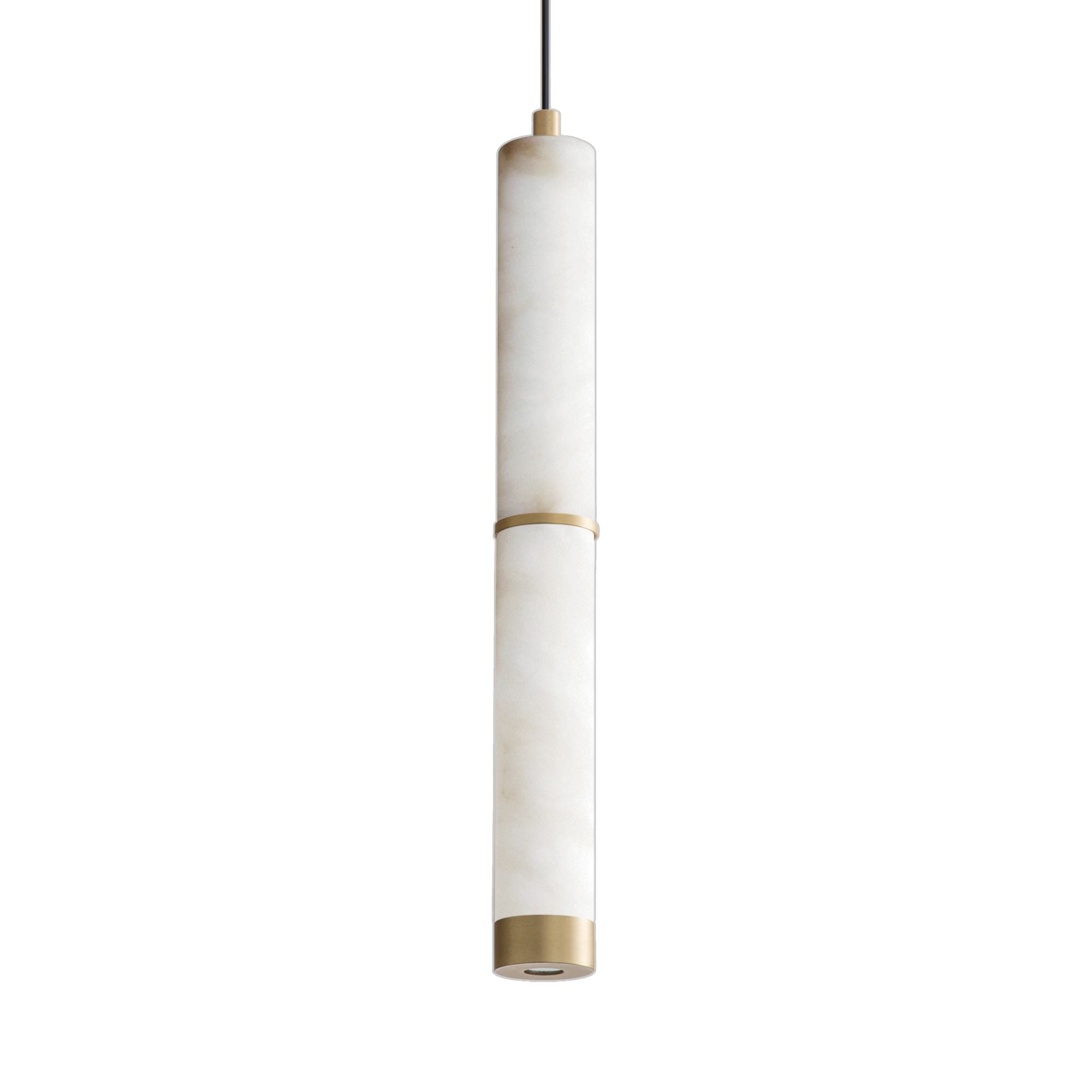 Aragon 18" LED Pendant, White Alabaster & Gold Finish