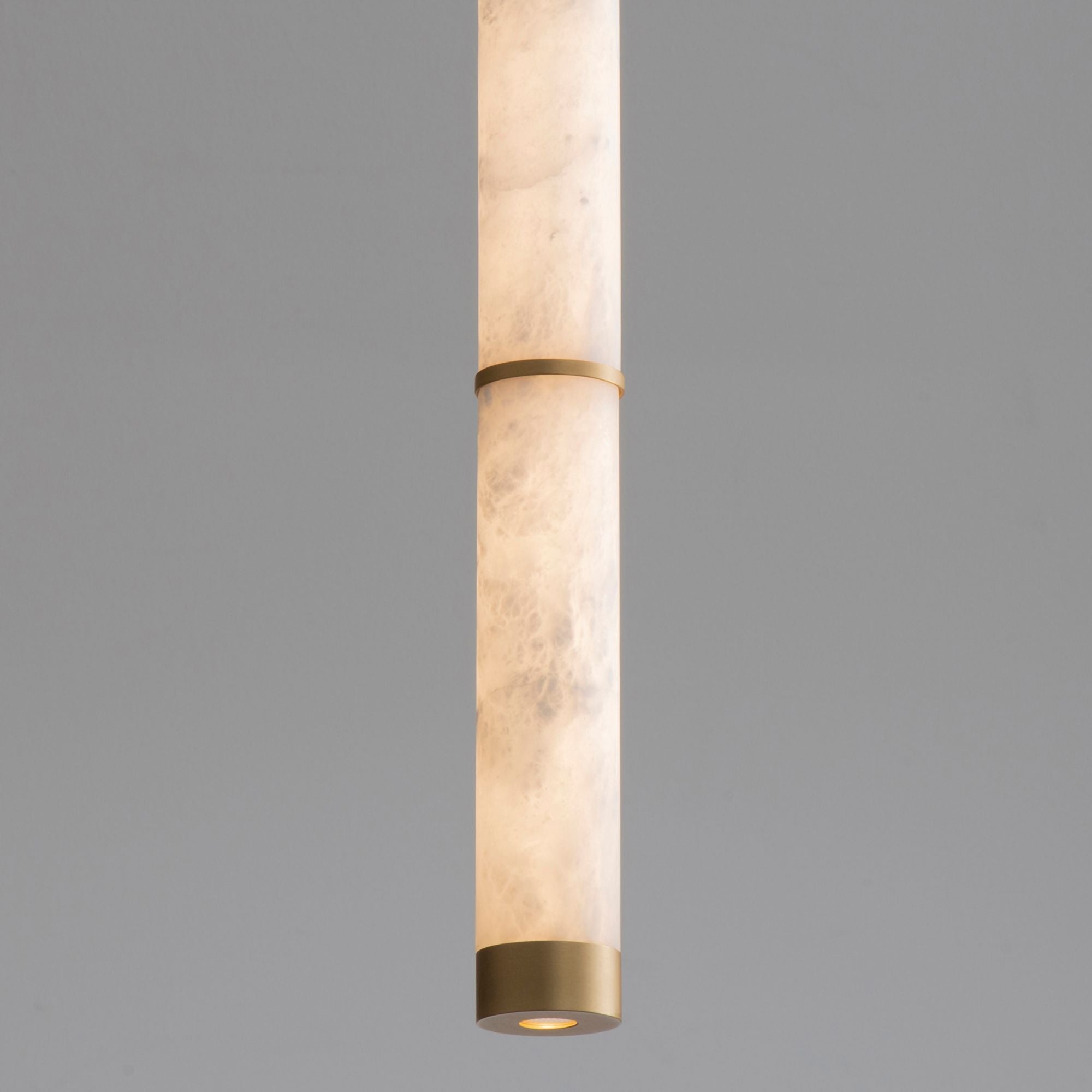 Aragon 18" LED Pendant, White Alabaster & Gold Finish