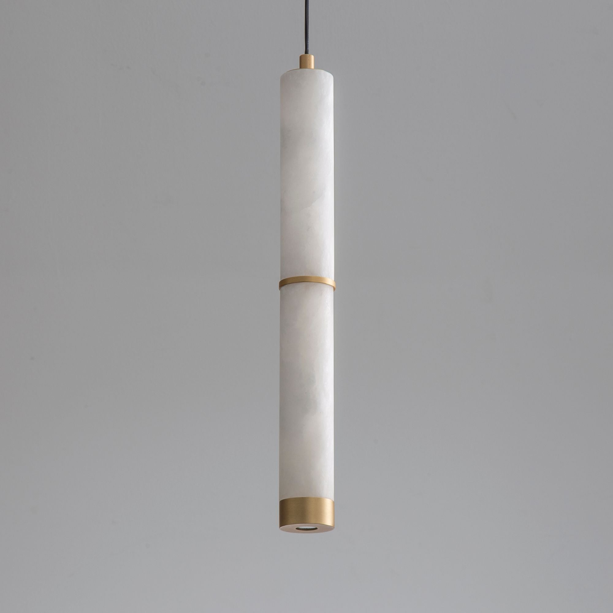 Aragon 18" LED Pendant, White Alabaster & Gold Finish
