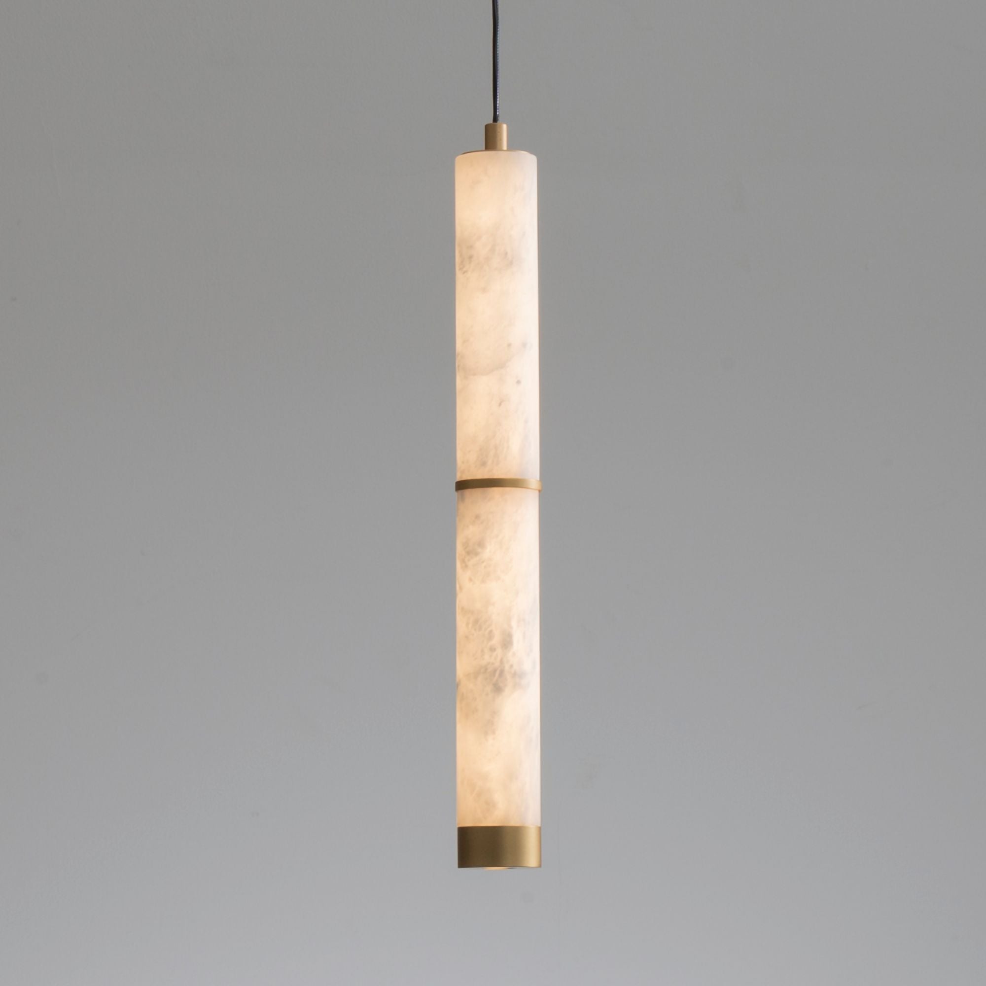 Aragon 18" LED Pendant, White Alabaster & Gold Finish