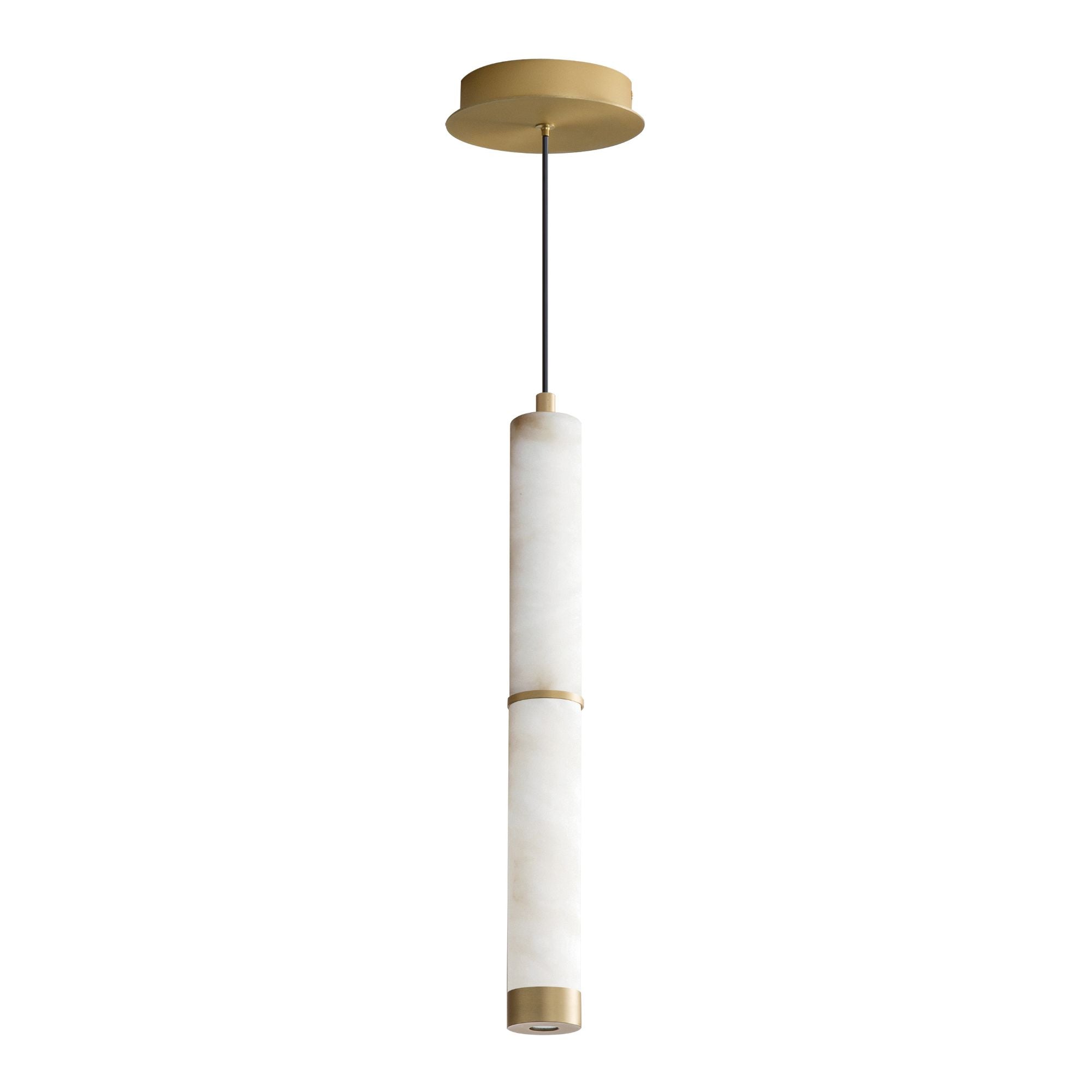 Aragon 18" LED Pendant, White Alabaster & Gold Finish
