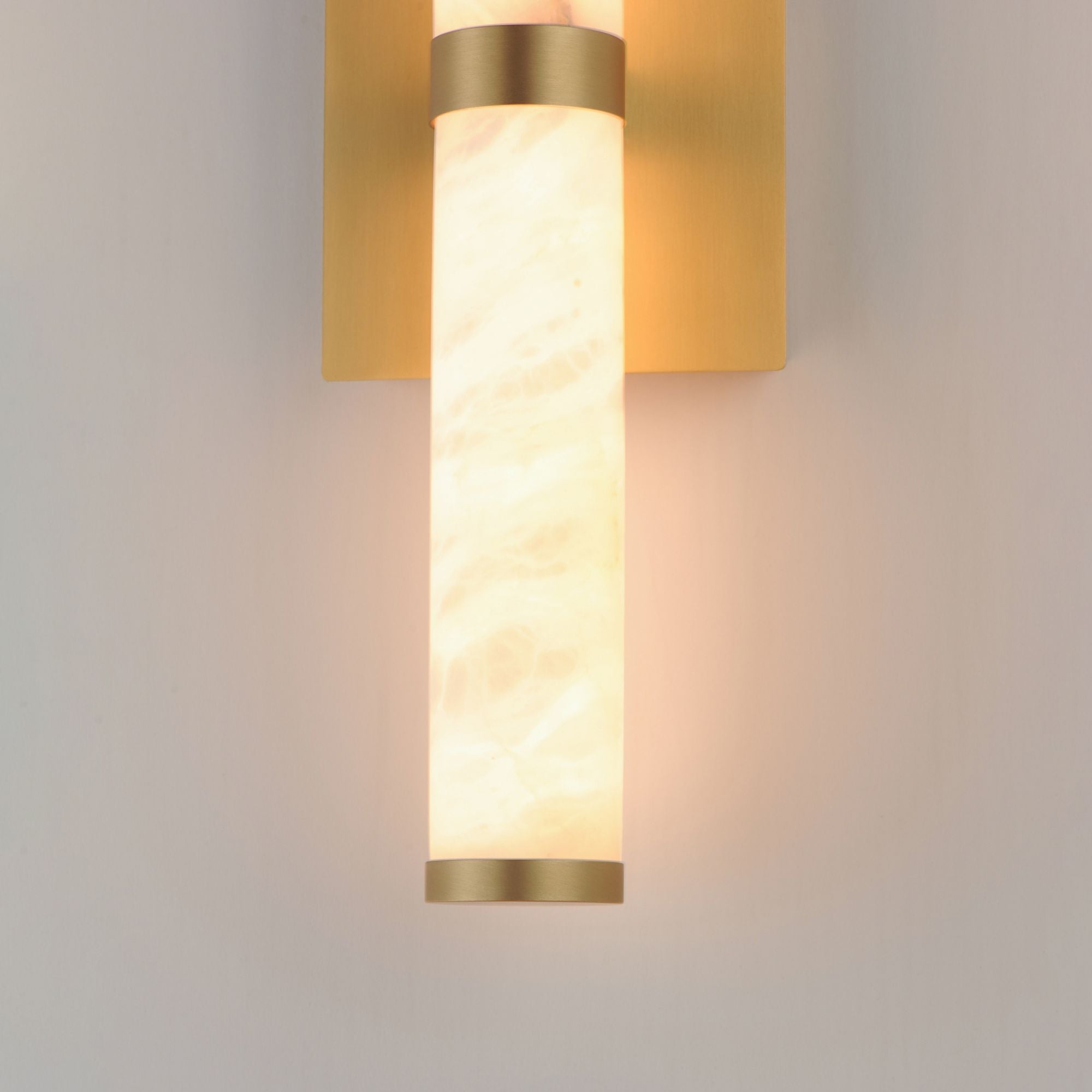 Aragon 26" LED Bath Vanity, White Alabaster & Gold Finish