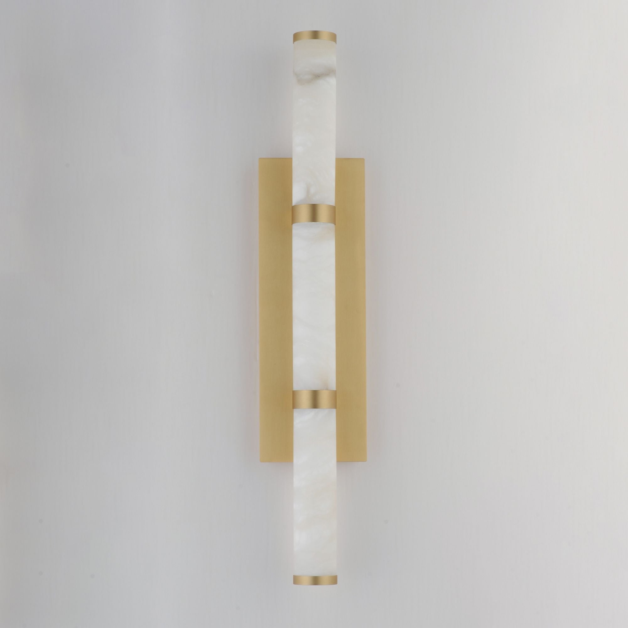 Aragon 26" LED Bath Vanity, White Alabaster & Gold Finish