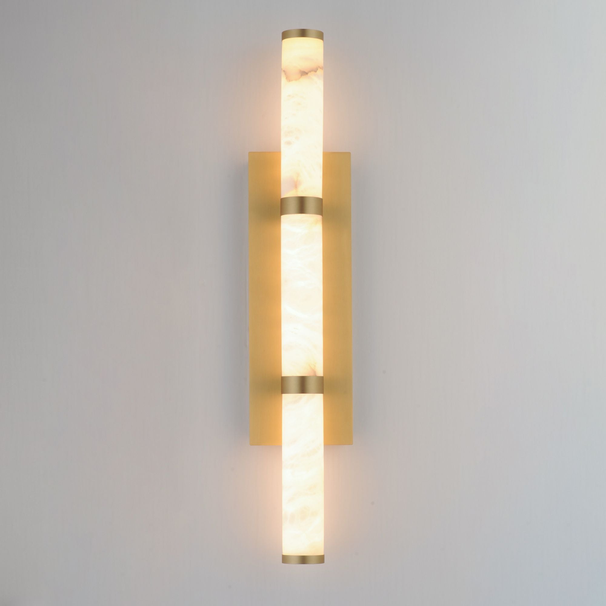 Aragon 26" LED Bath Vanity, White Alabaster & Gold Finish