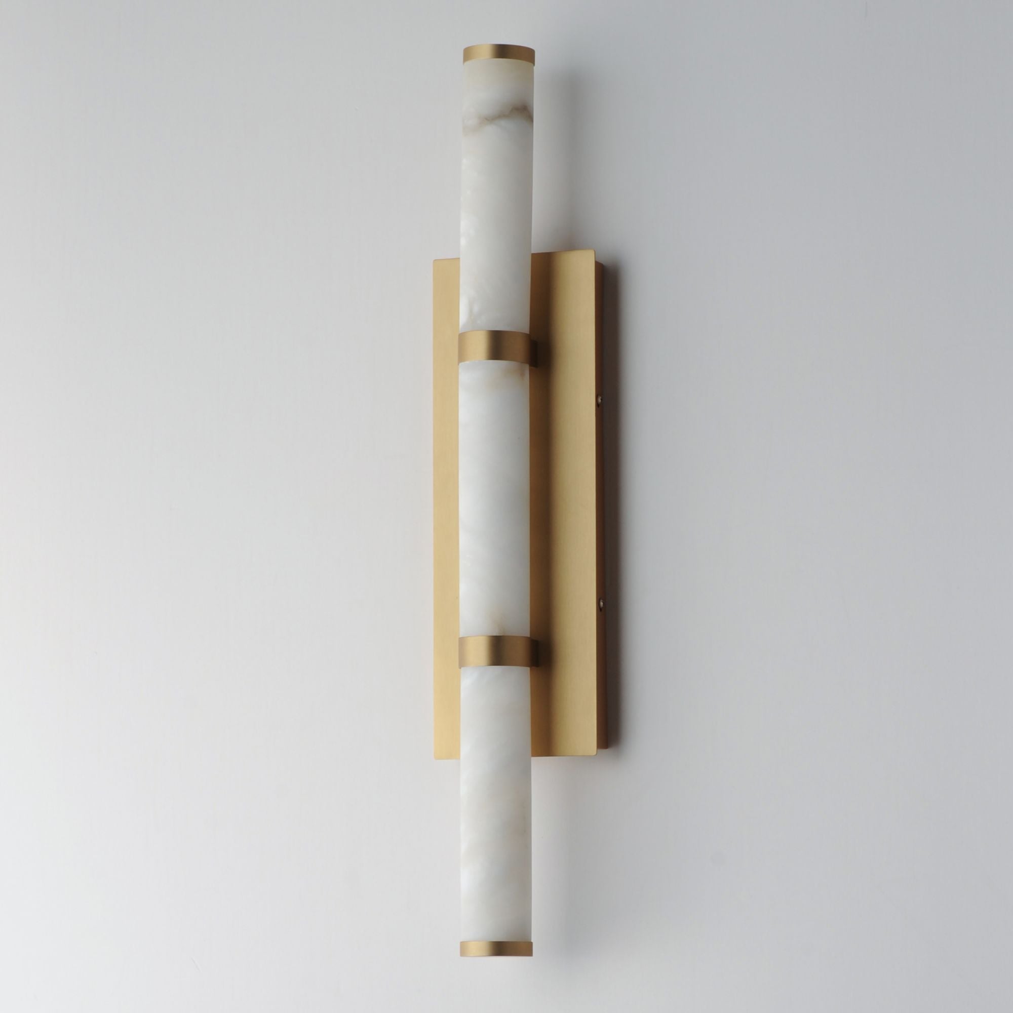 Aragon 26" LED Bath Vanity, White Alabaster & Gold Finish