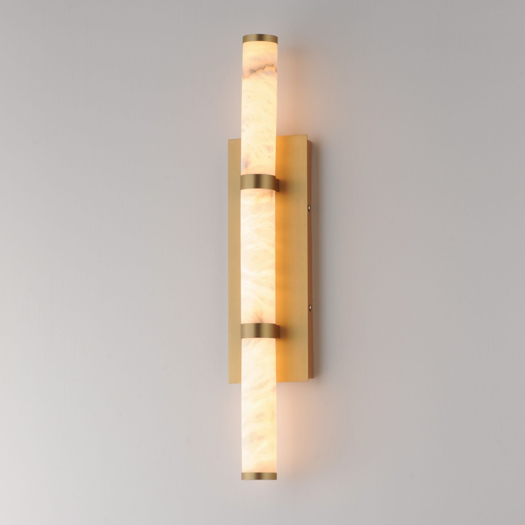 Aragon 26" LED Bath Vanity, White Alabaster & Gold Finish
