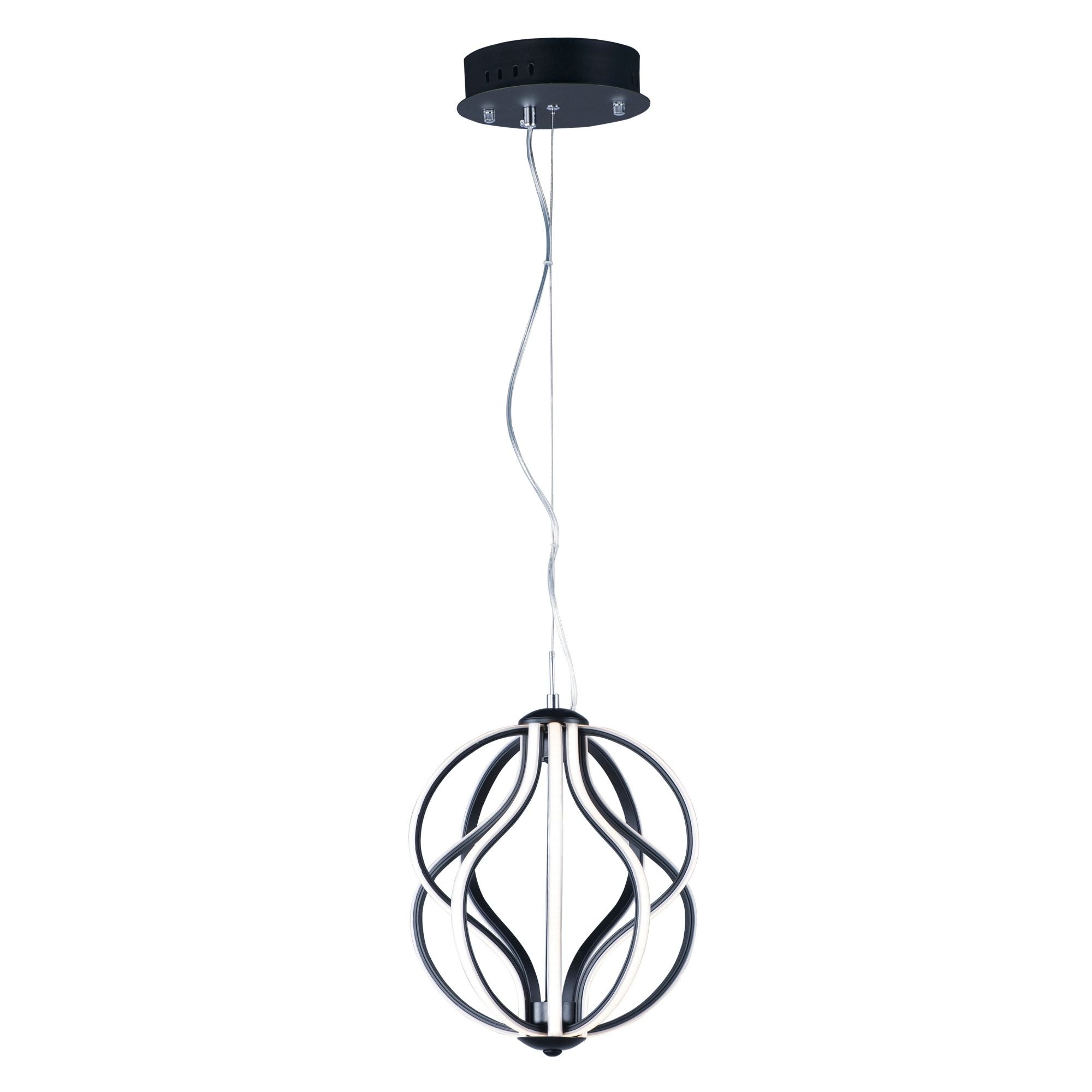 Aura 12" LED Pendant, Black Finish
