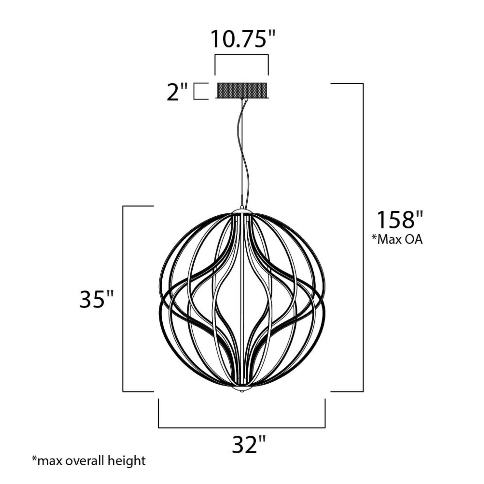 Aura 31" LED Pendant, Polished Chrome Finish
