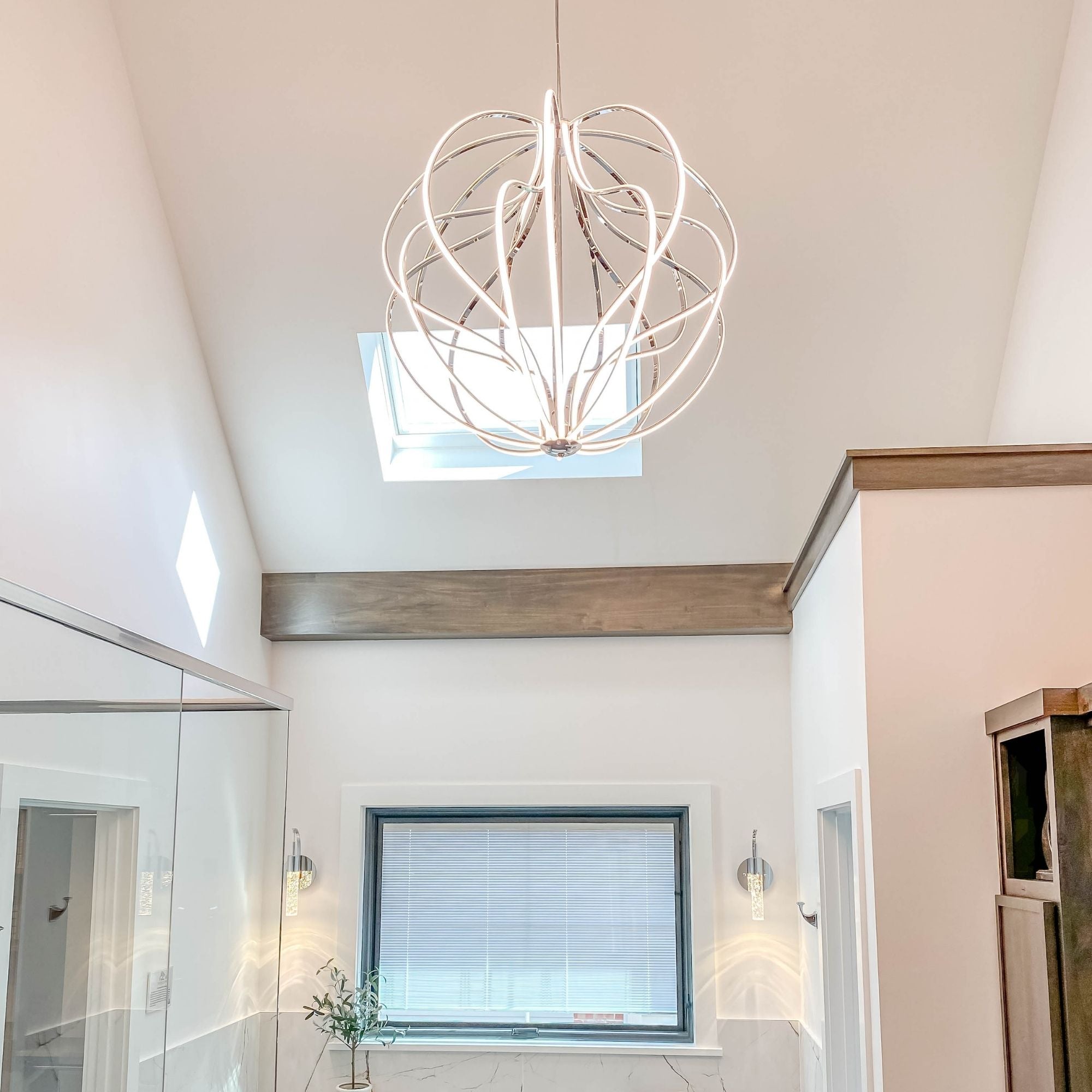 Aura 31" LED Pendant, Polished Chrome Finish