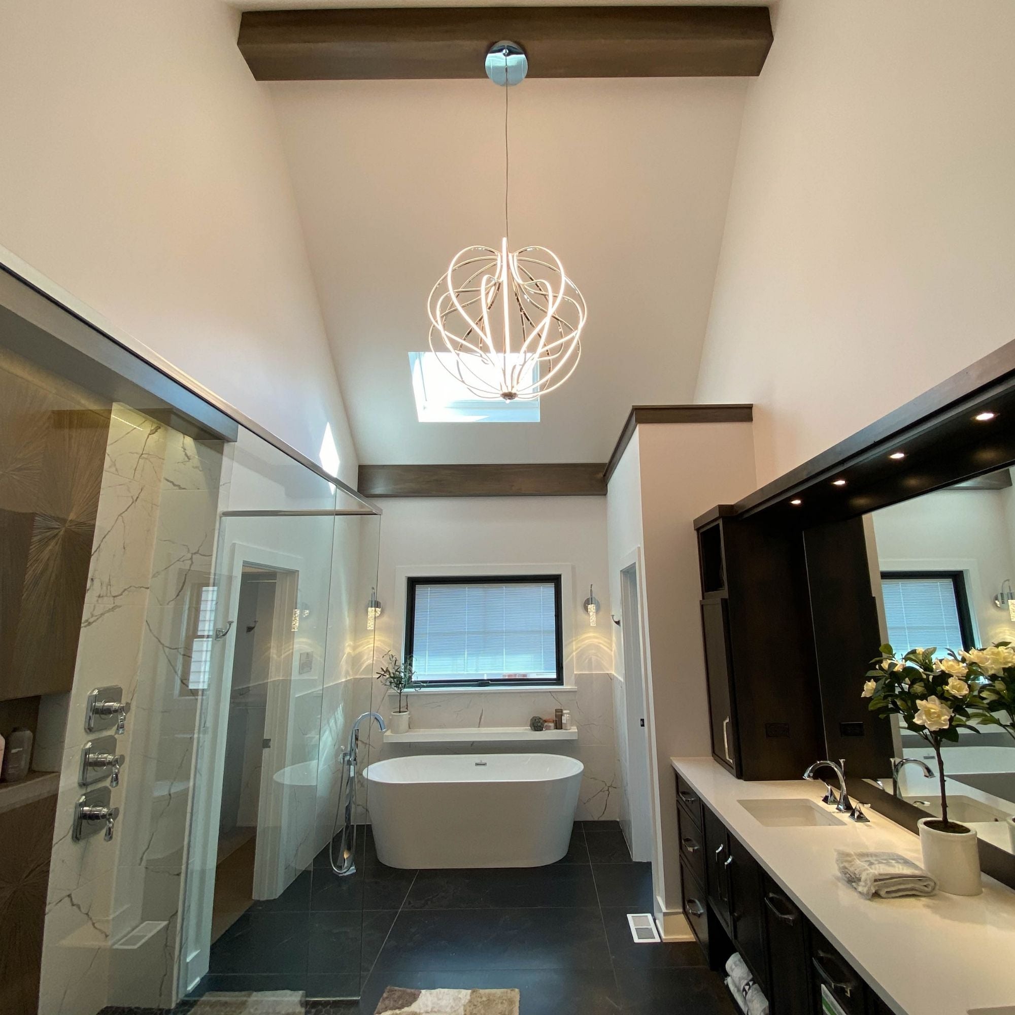 Aura 31" LED Pendant, Polished Chrome Finish