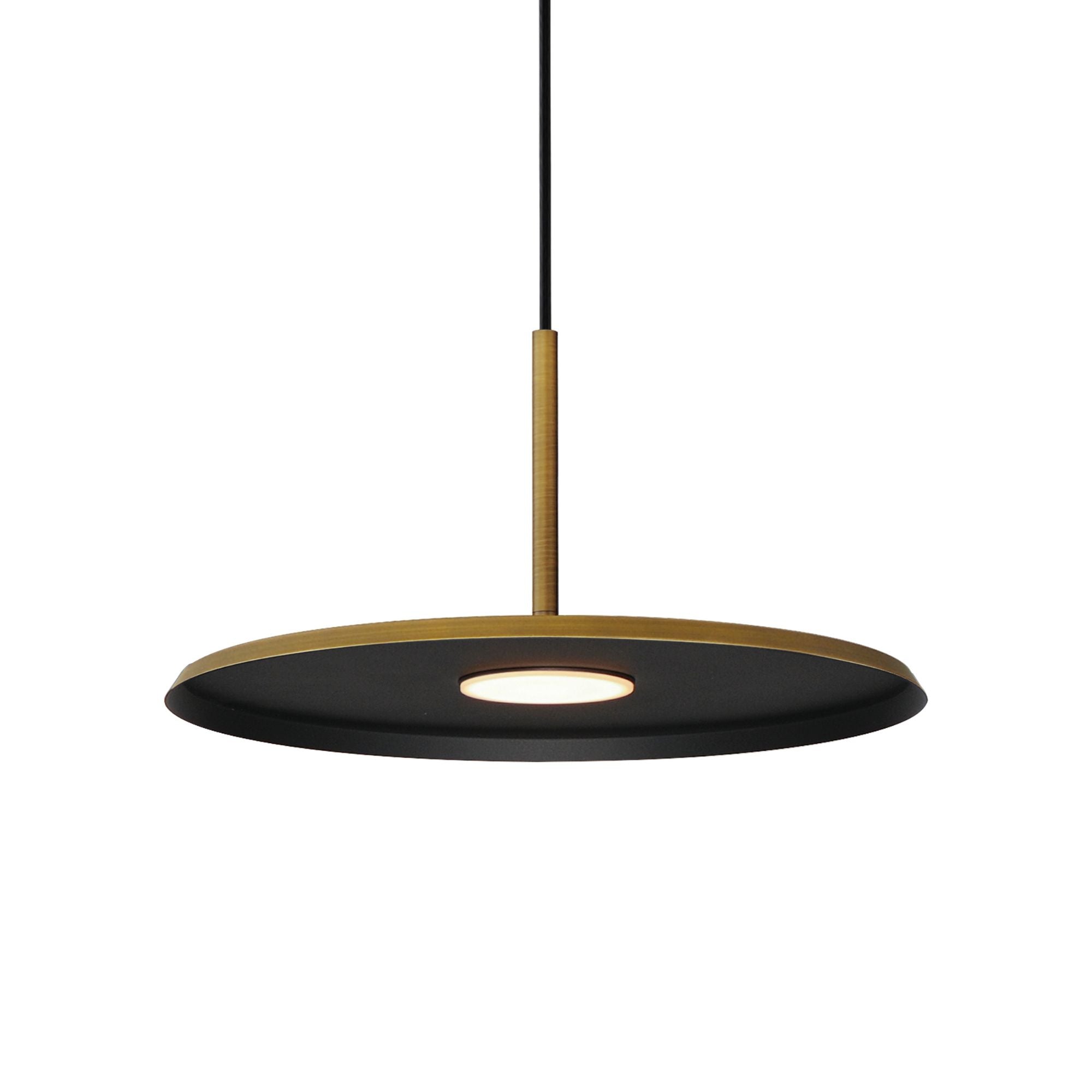 Berliner 14" LED Pendant, Antique Brass Finish
