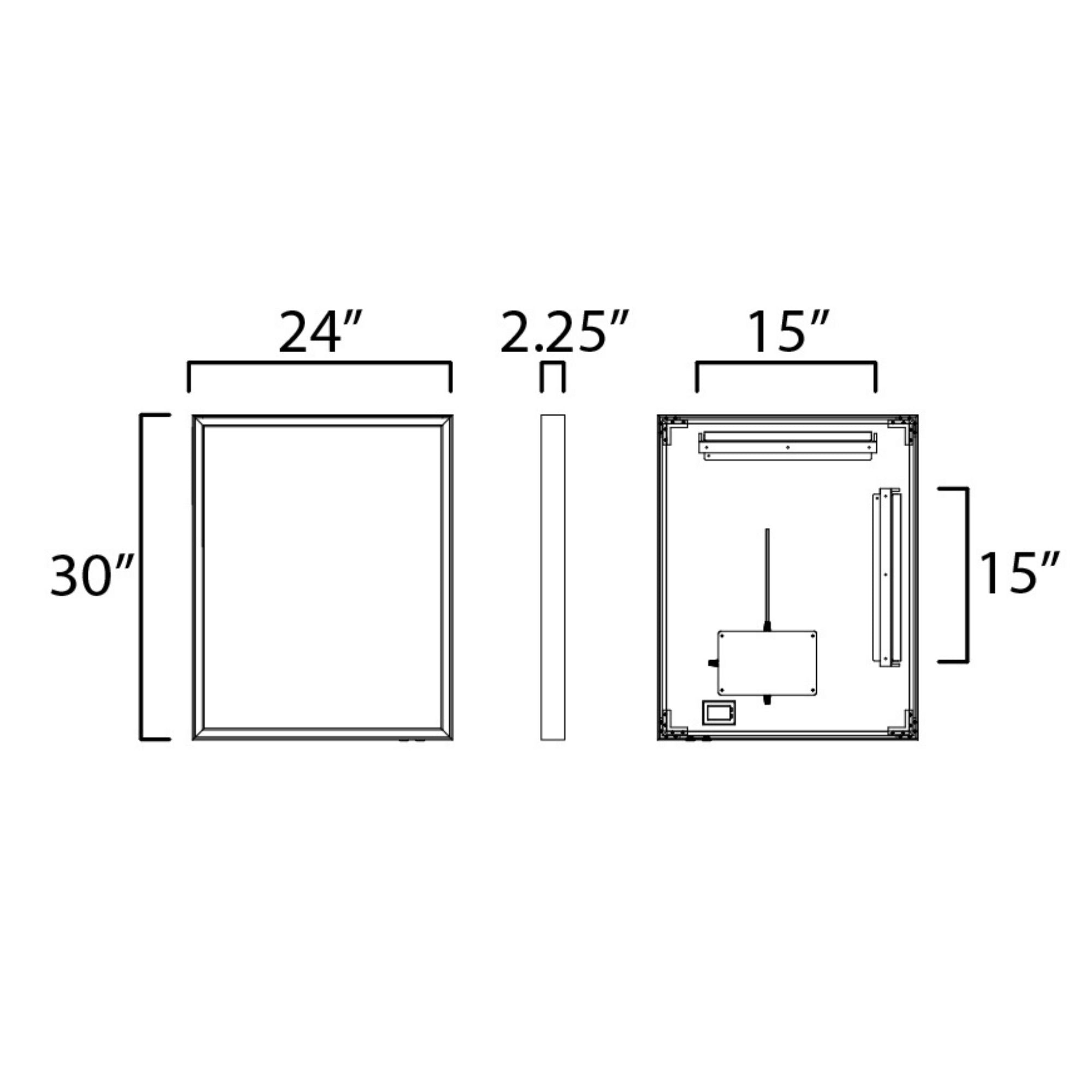 Bevel 24" x 30" LED Mirror, Brushed Black Finish