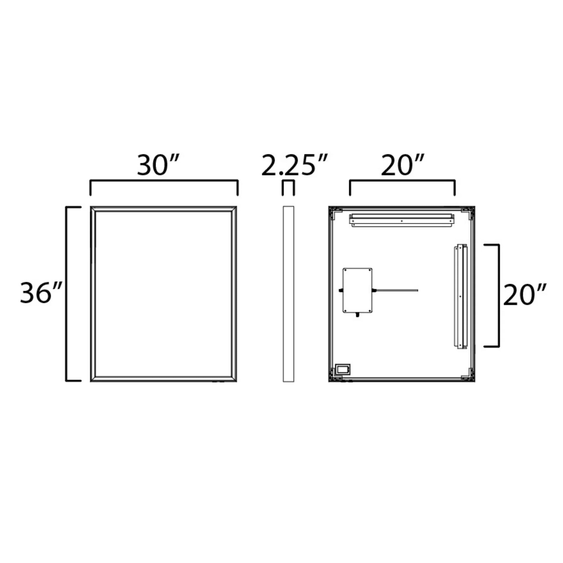 ET2 Lighting - Bevel 30" x 36" LED Mirror, Brushed Black Finish | Bees Lighting