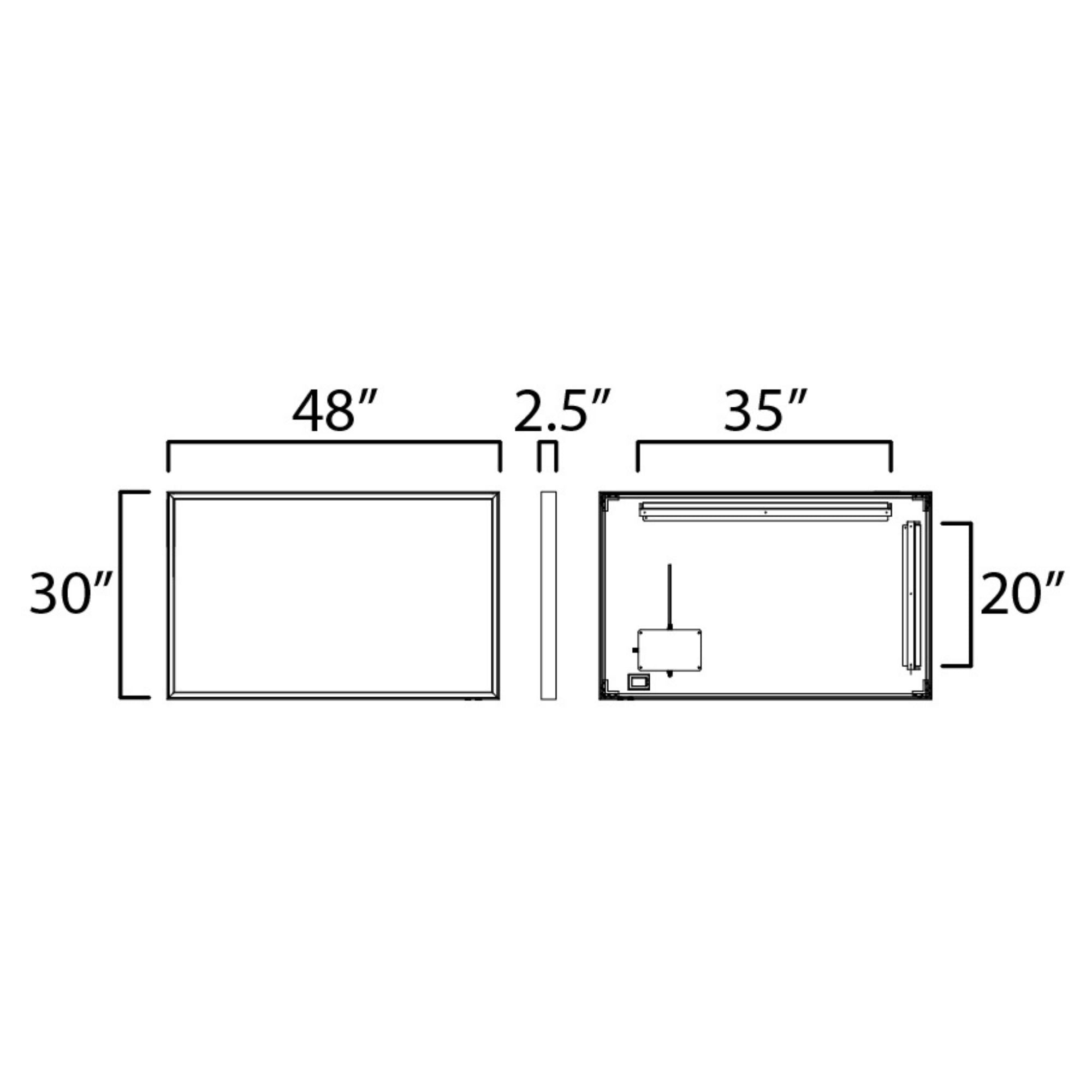 Bevel 48" x 30" LED Mirror, Brushed Black Finish
