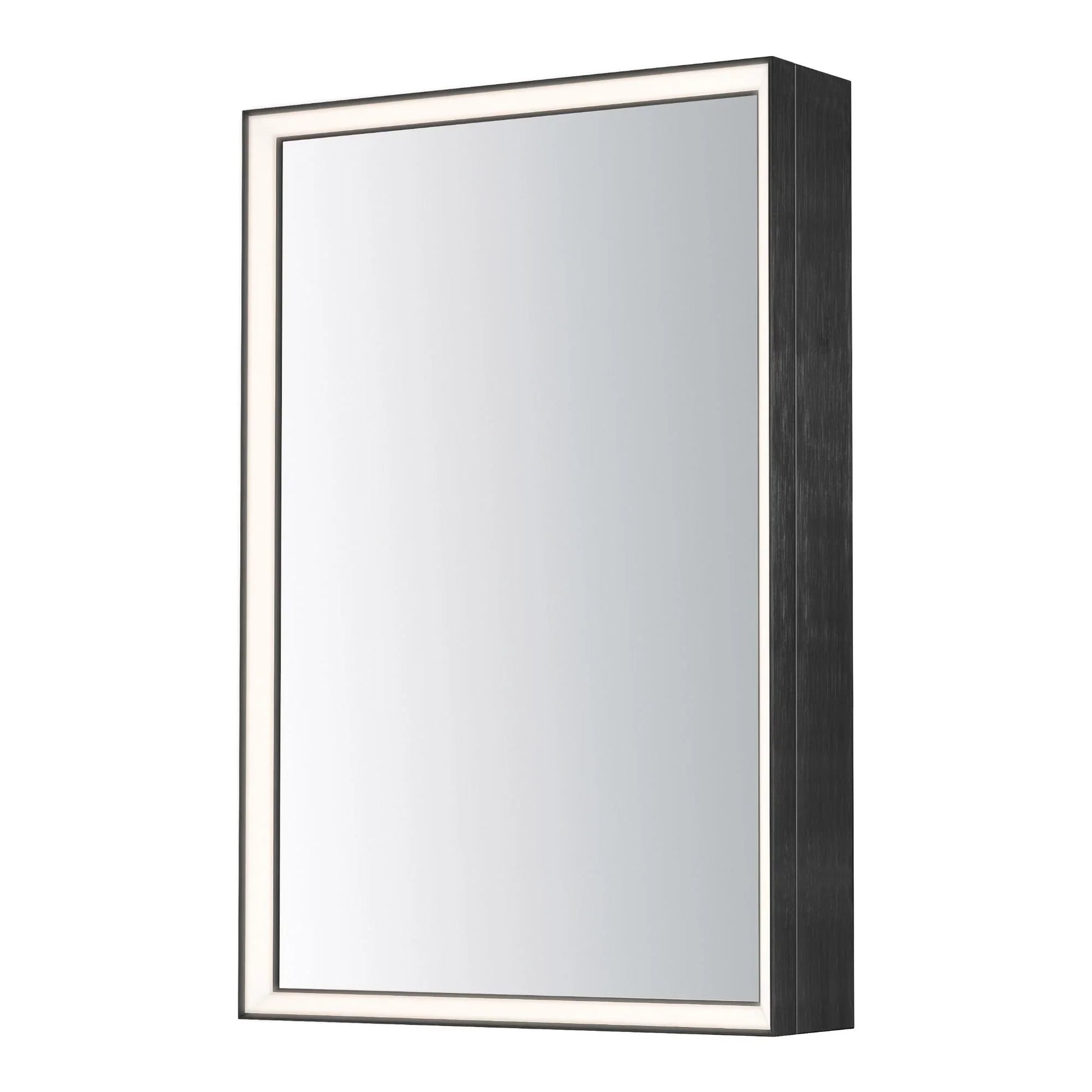 ET2 Lighting - Bevel 24" x 36" Medicine Cabinet LED Mirror, Brushed Black Finish | Bees Lighting