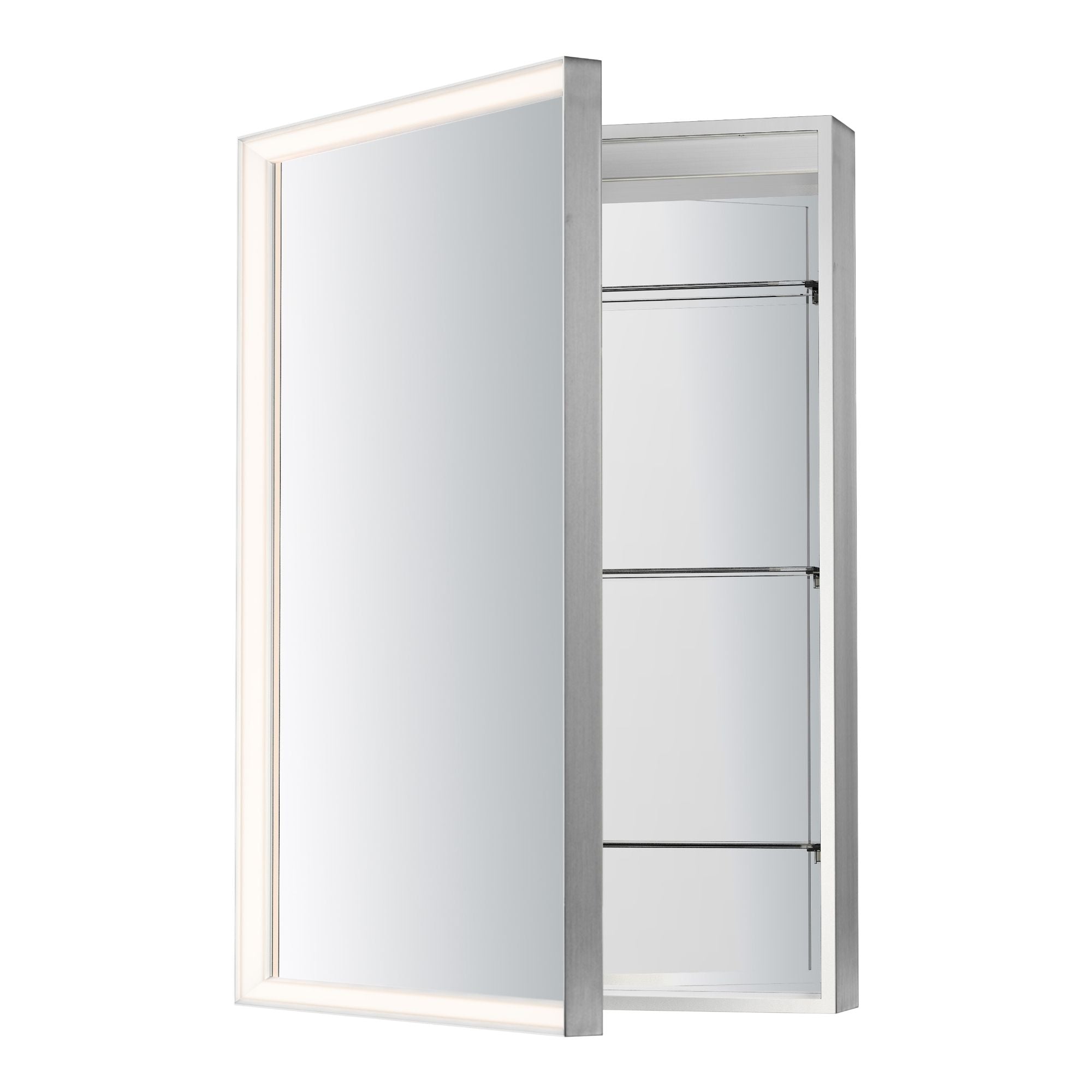 Bevel 24" x 36" Medicine Cabinet LED Mirror, Satin Nickel Finish