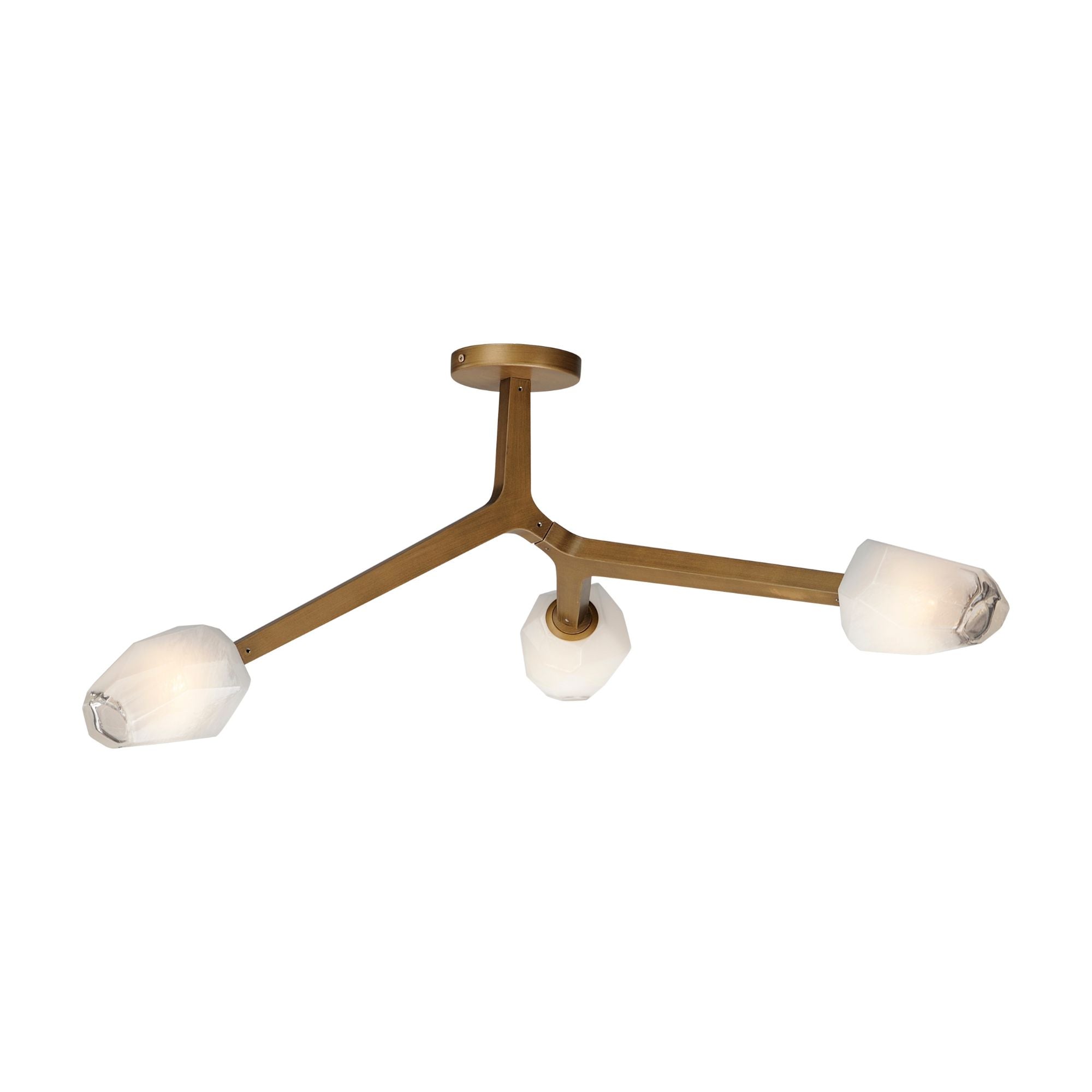 Blossom 27" 3-Light LED Semi-Flush Mount, Natural Aged Brass Finish